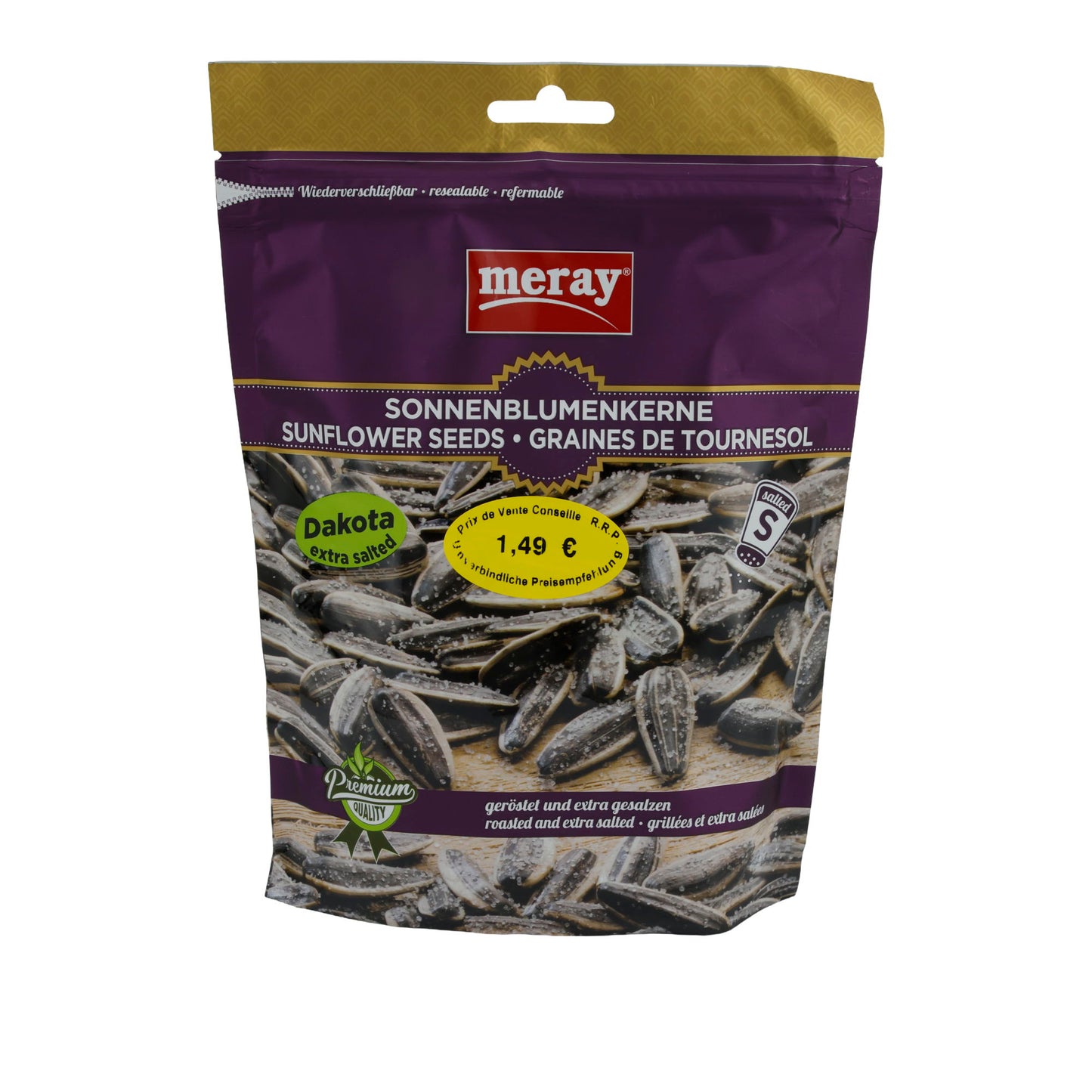Sonnenblumenkerne Meray | Extra Salzig | Gegrillt und extra gesalzen | 125 g