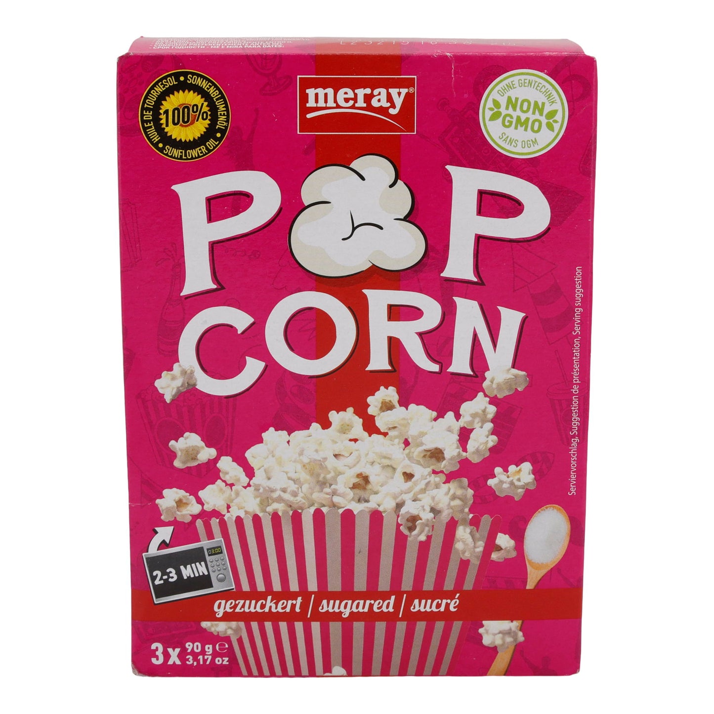 Zuckriges Mikrowellen Popcorn Meray | Süßigkeit | mit Sonnenblumenöl im 3er Pack | 270 g