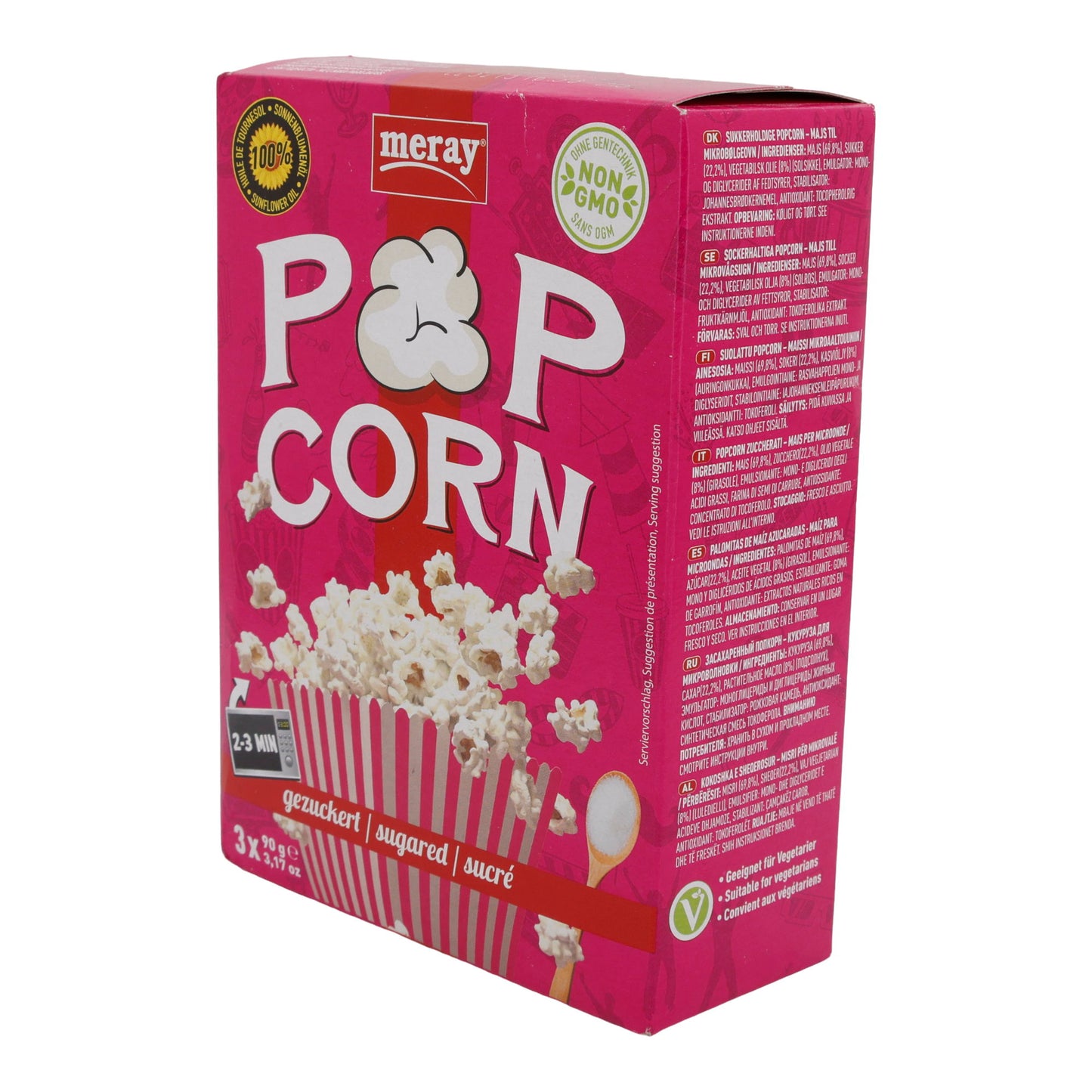 Zuckriges Mikrowellen Popcorn Meray | Süßigkeit | mit Sonnenblumenöl im 3er Pack | 270 g