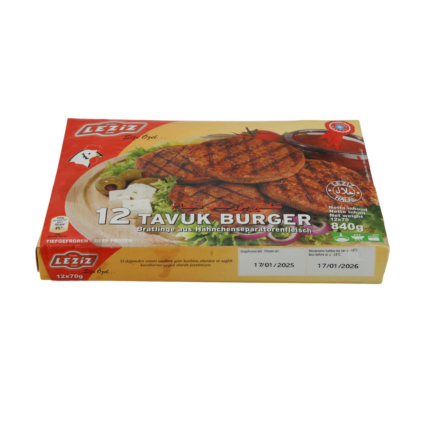 Burger Leziz | Tavuk Burger | 12 Hähnchenburger | 840 g