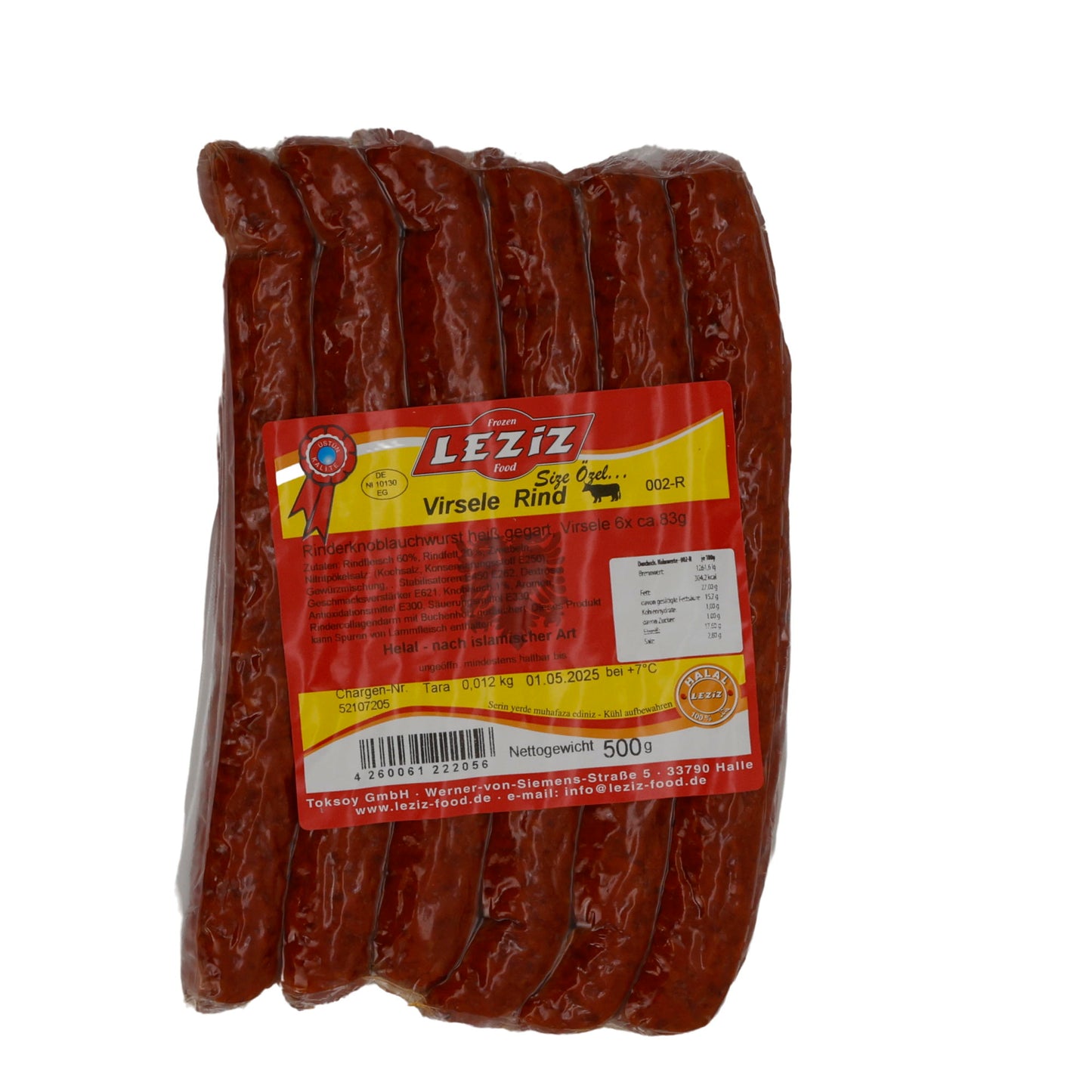 Salsiccia all'aglio Leziz | Manzo Virsele | Speziata | 500 g