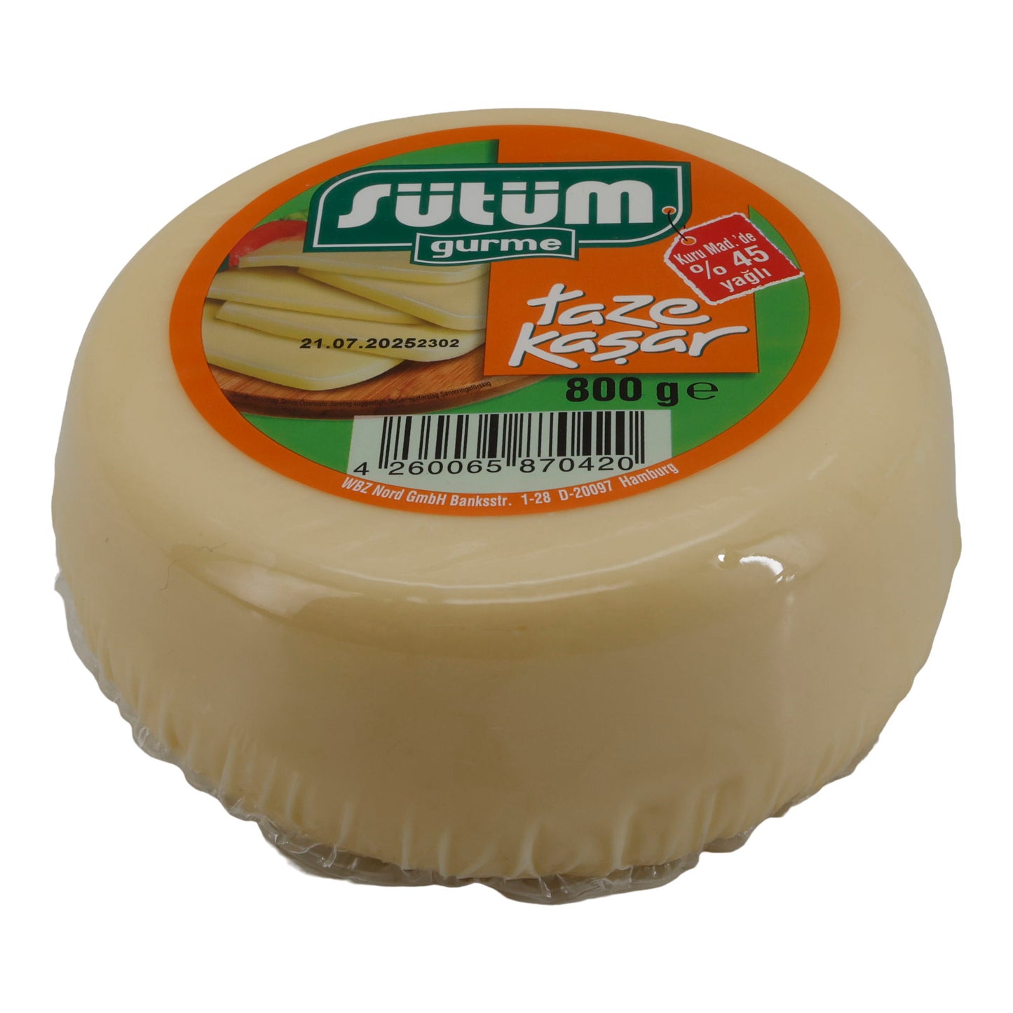 Käse Sütüm Gurme Formaggio Fresco Kaşar | Käse | Formaggio a pasta semidura turco | 800 g
