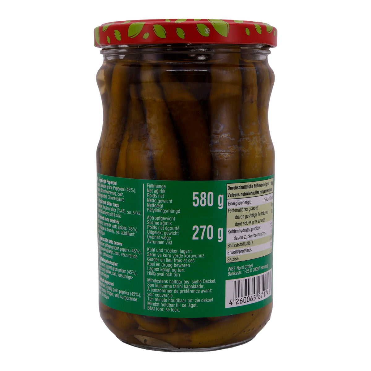 Peperoni Selin | Eingelegte grüne Jalapeños | In Essig | 580g Glas SELIN