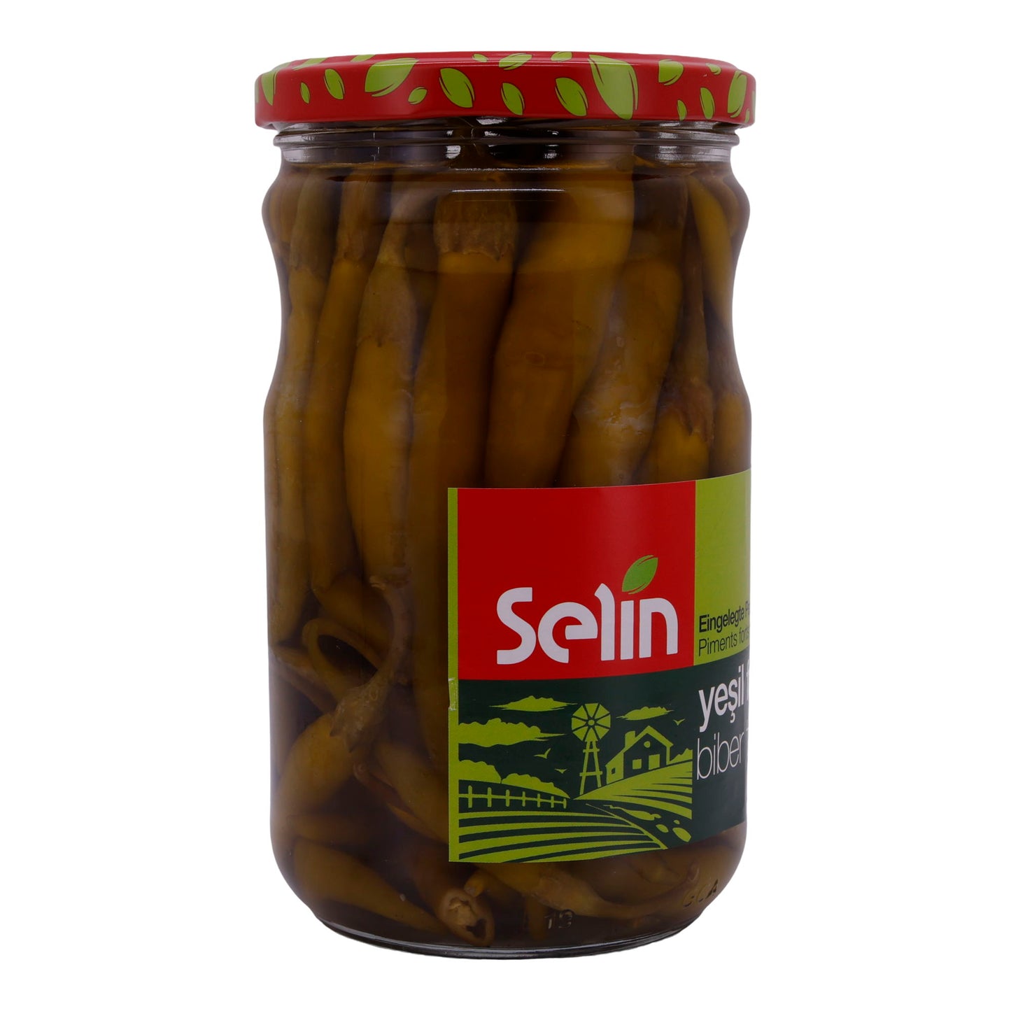 Peperoni Selin | Eingelegte grüne Jalapeños | In Essig | 580g Glas