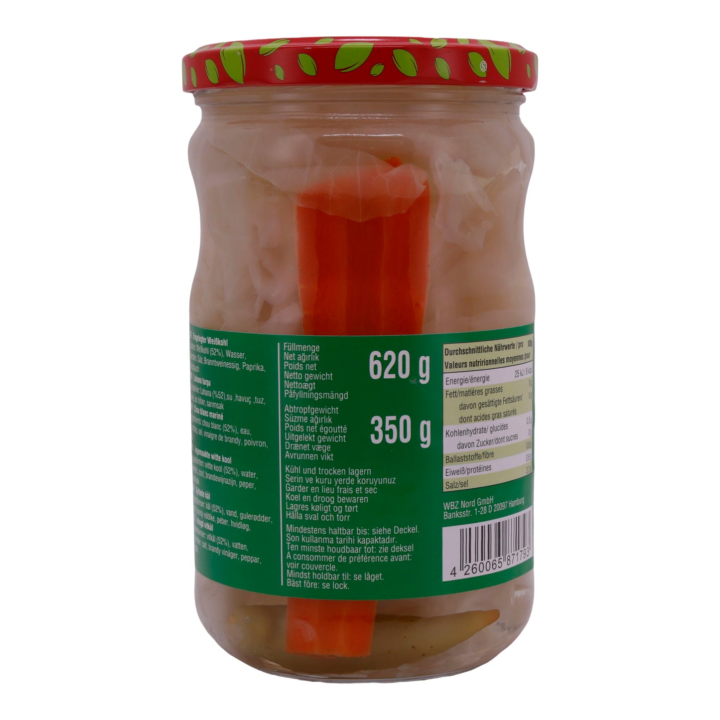 Weißkohl Selin | Mit Karotten | In Essig eingelegt – Salat | 620g