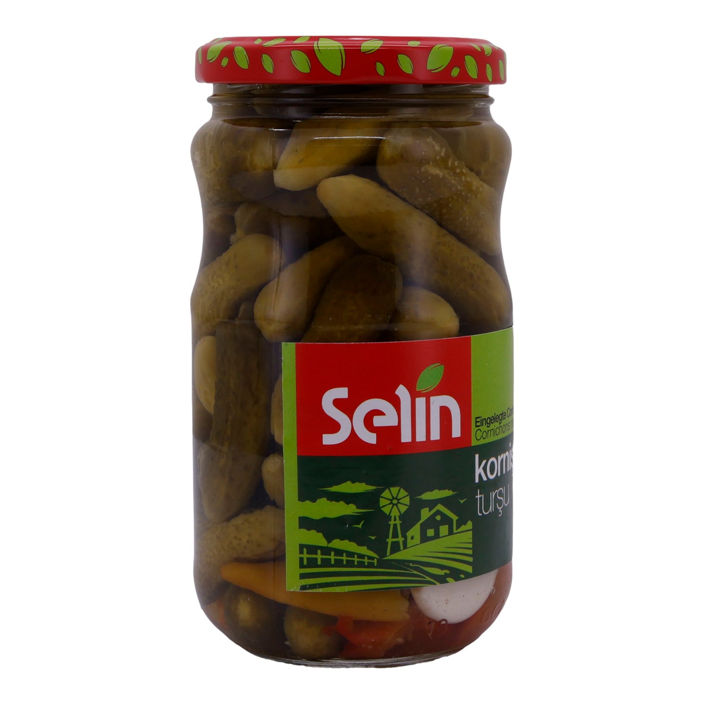 Cornichons Selin | Kornischon Türsü | In Essig mit Paprika und Knoblauch | 330g