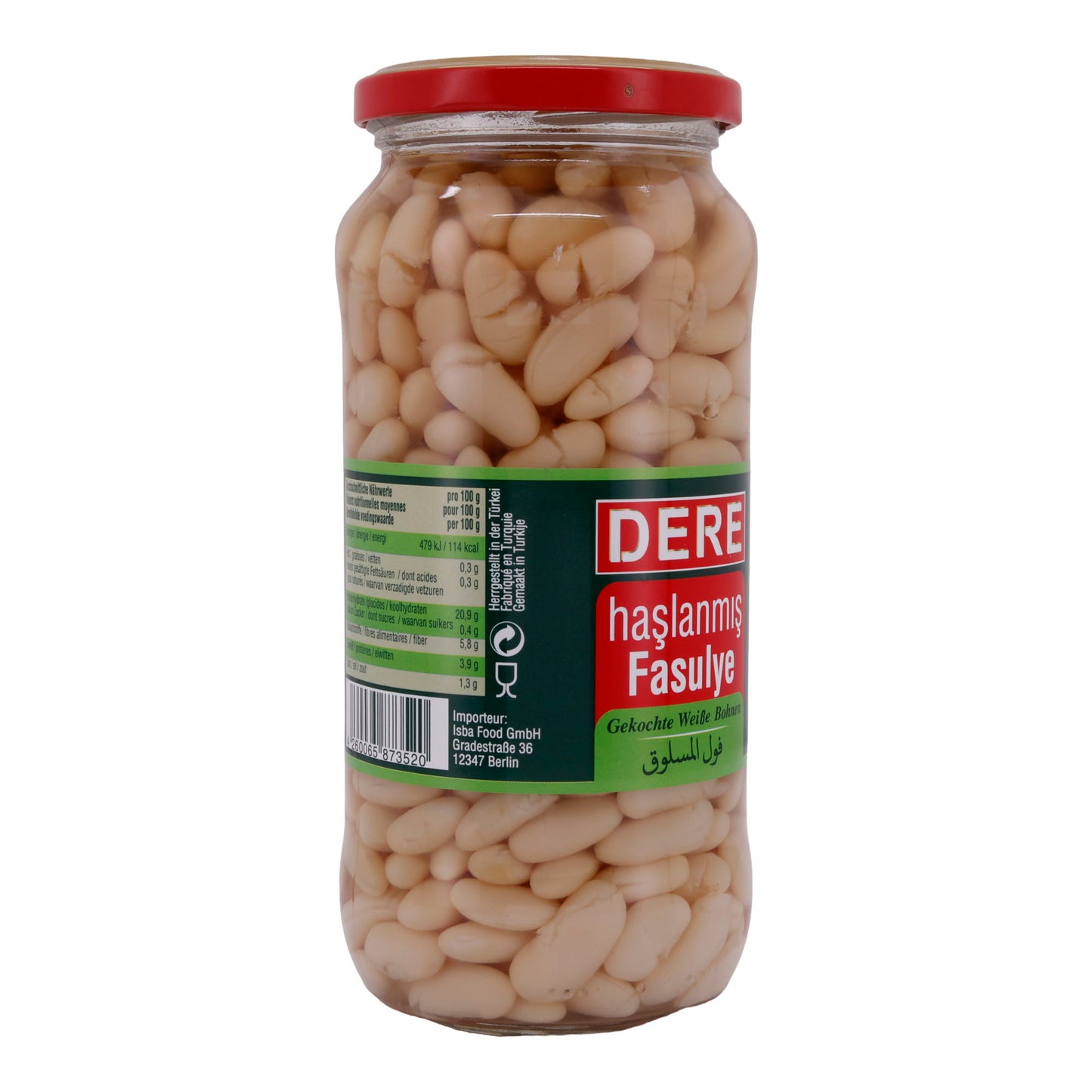 Bohnen Dere | Gekookte Witte Bonen in Zoutoplossing | Uitloopgewicht 400 g | 580 g