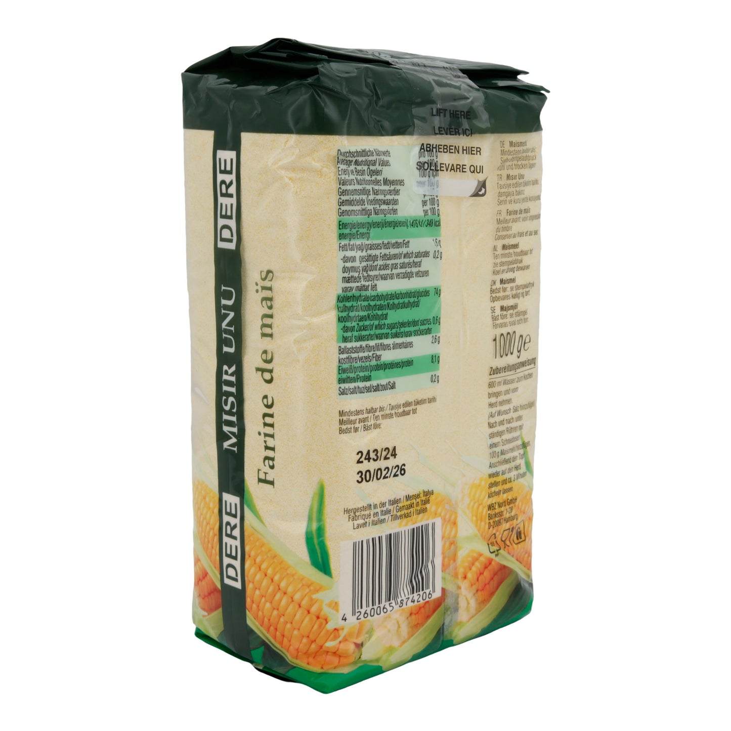 Maismehl Dere | Farine | De haute qualité, pour créations culinaires | 1000g