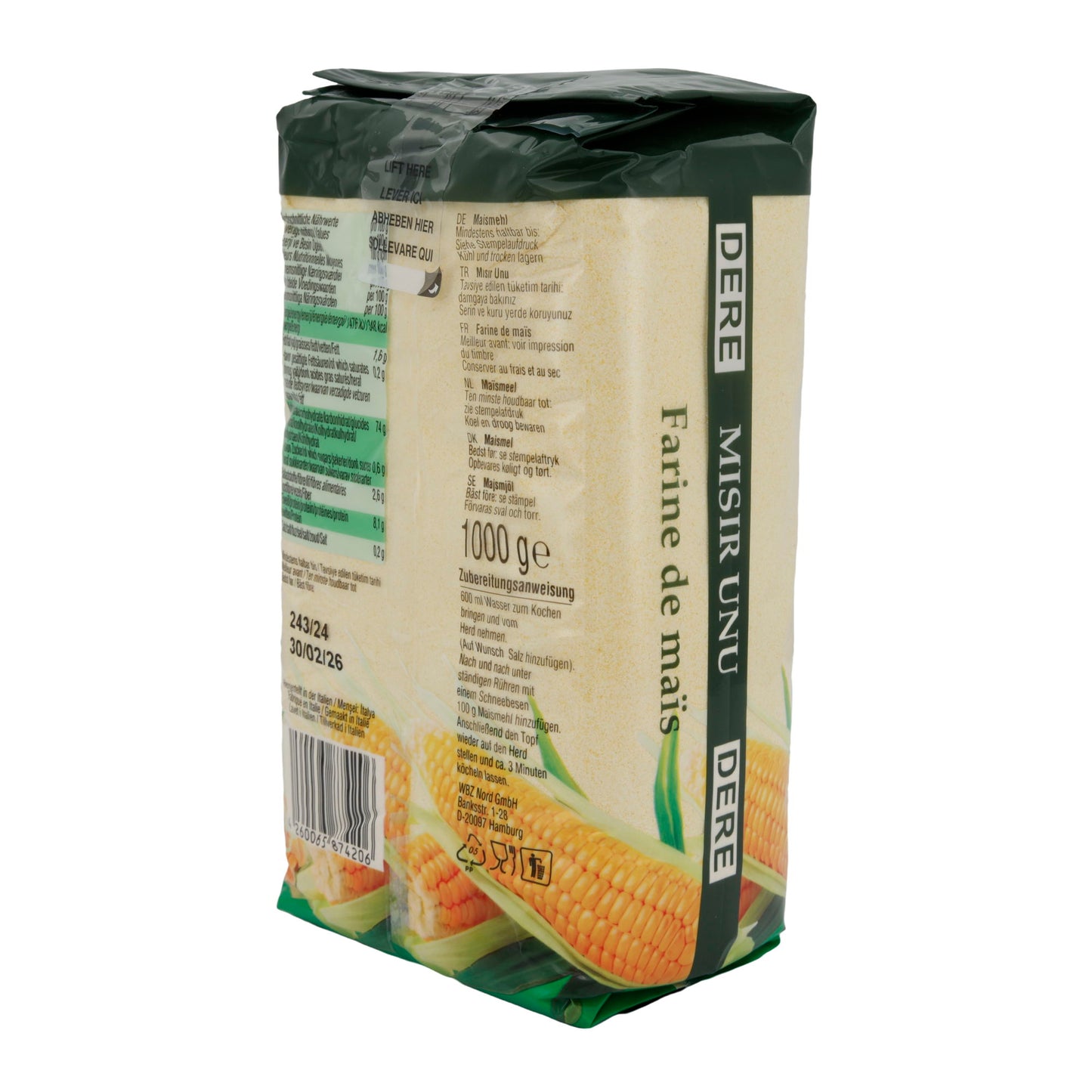 Maismehl Dere | Farine | De haute qualité, pour créations culinaires | 1000g