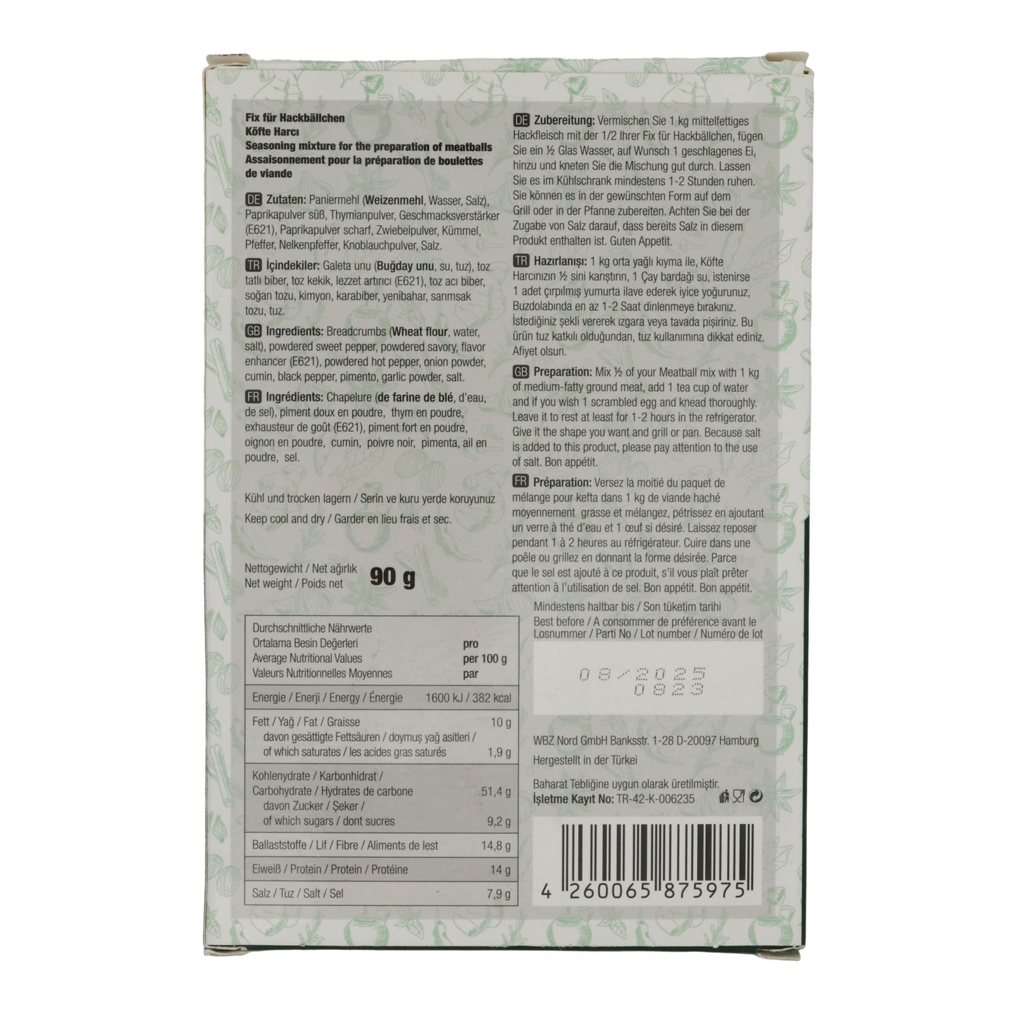 Köfte Harcı Öz Antep | Kruidenmix | Voor Gehaktballetjes | 90 g