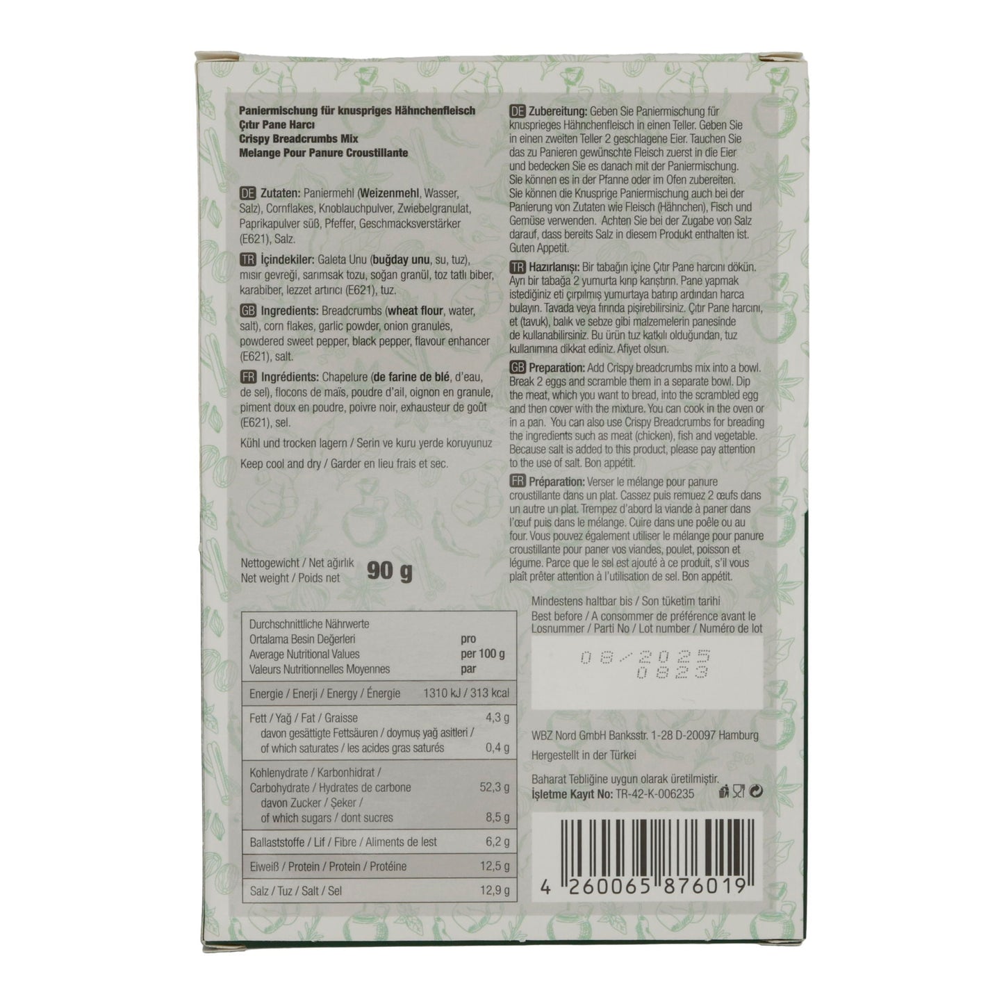 Paniermischung Öz Antep | Çıtır Pane Harcı | Für knuspriges Hähnchenfleisch | 90g Packung ÖZ ANTEP