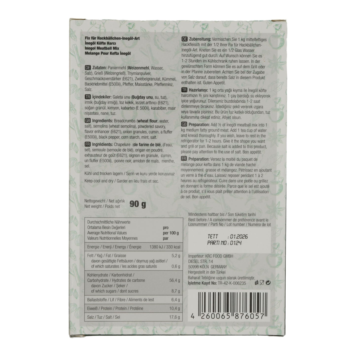 Köfte Harcı Öz Antep | İnegöl | Kruidenmix voor gehaktballetjes | 90g