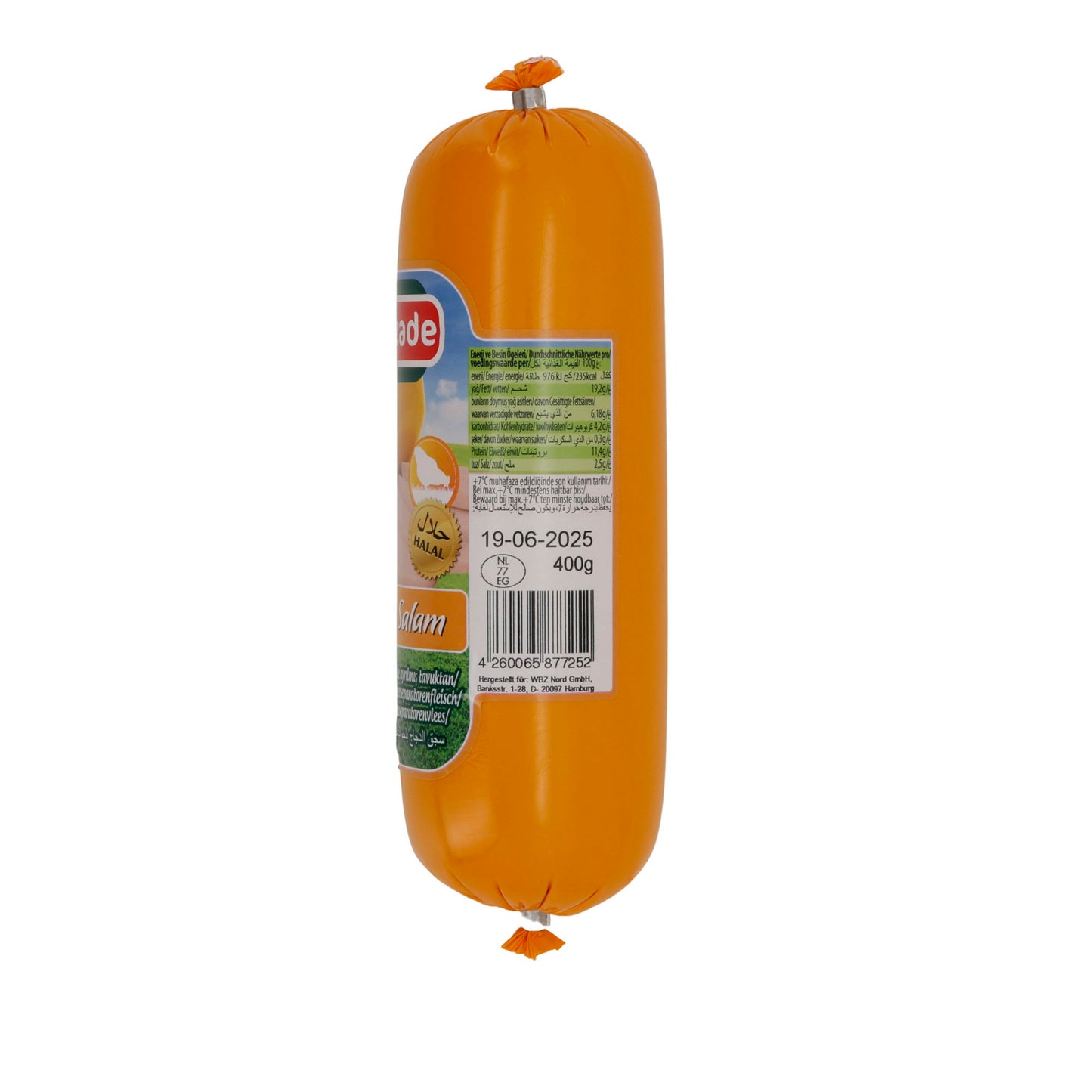 Salami de poulet Efezade Tavuk Salam | Salami | Halal, légèrement épicé | Roulé de 400 g