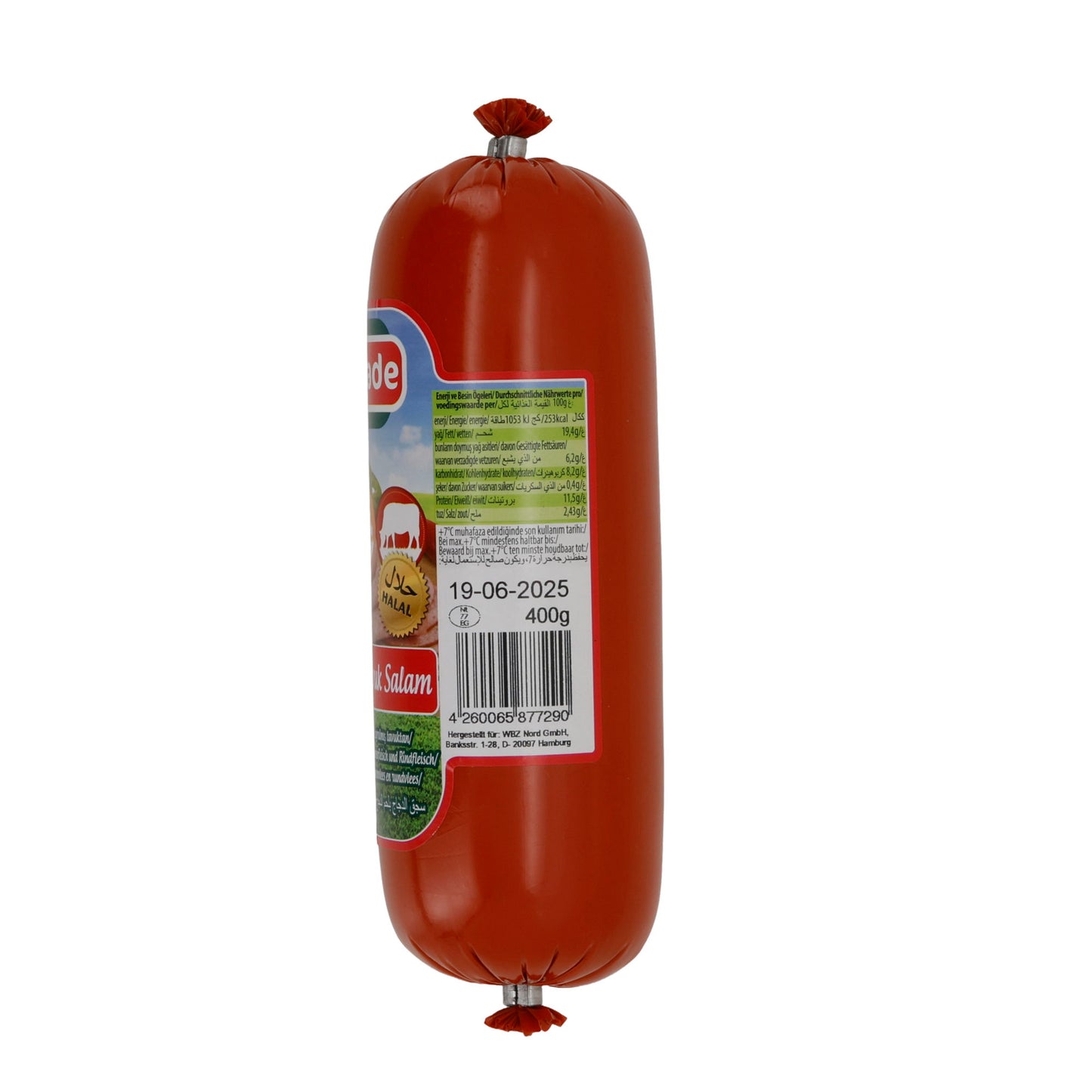 Geflügelsalami Efezade Sığır Etli Tavuk Salam | Salam | Halal, aus Rind- und Hähnchenfleisch | 400 g Rolle