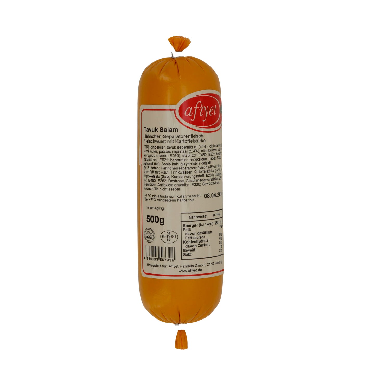 Fleischwurst Afiyet Tavuk Salam | Hähnchen-Fleischwurst | Für vielseitigen Genuss | 500 g