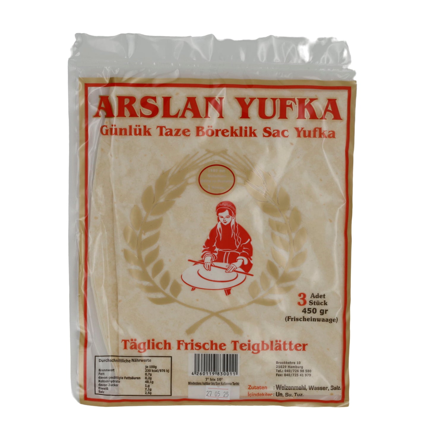 Teigblätter Arslan Yufka | Frisch | Für Börek & Gebäck | 450 g