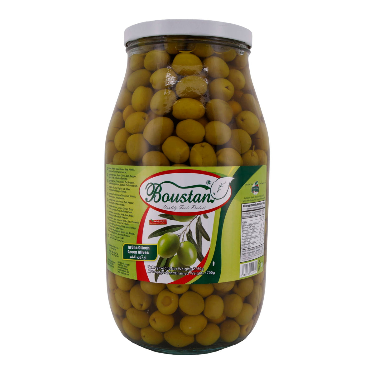 Grüne Oliven Boustan | Oliven | in Salzlake | 2750 g BOUSTAN