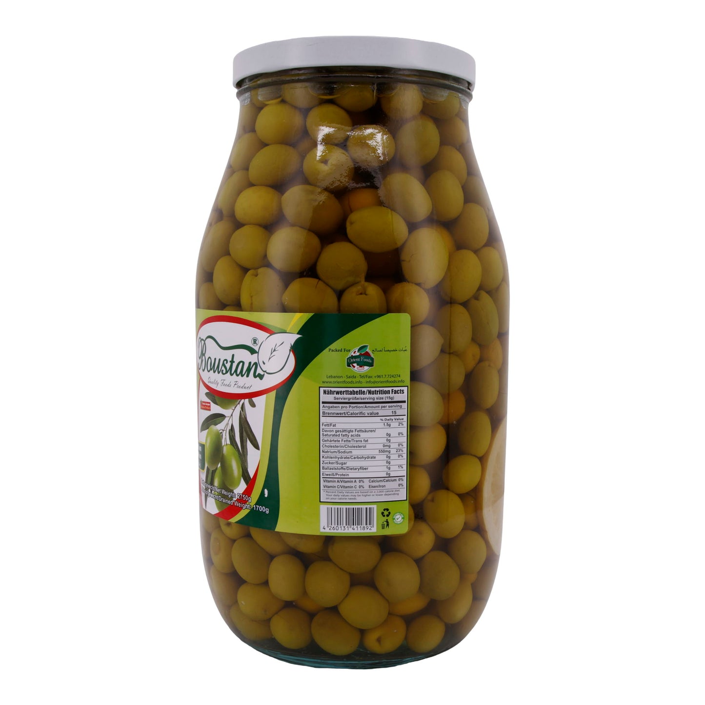 Groene Olijven Boustan | Olijven | in pekel | 2750 g