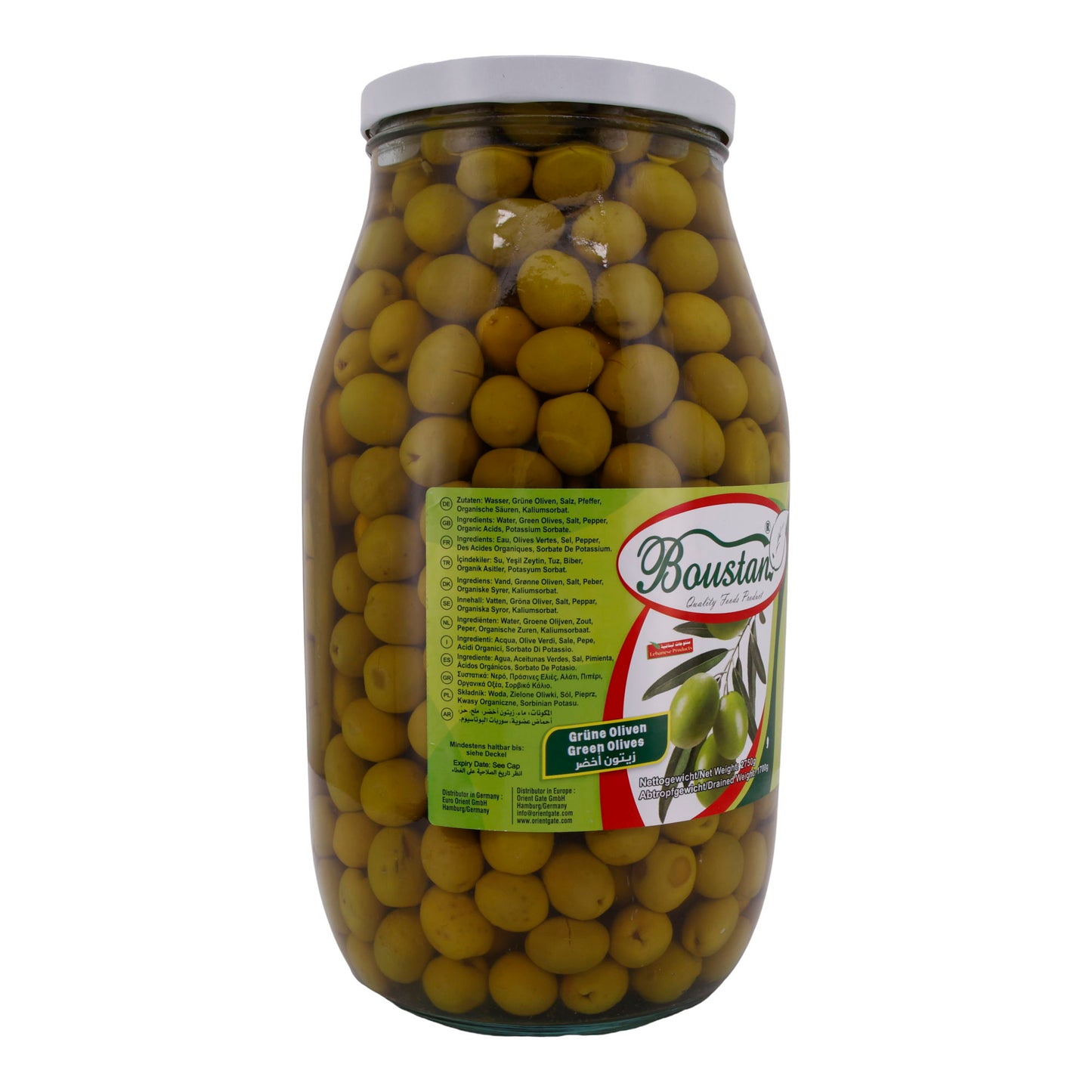 Grüne Oliven Boustan | Oliven | in Salzlake | 2750 g