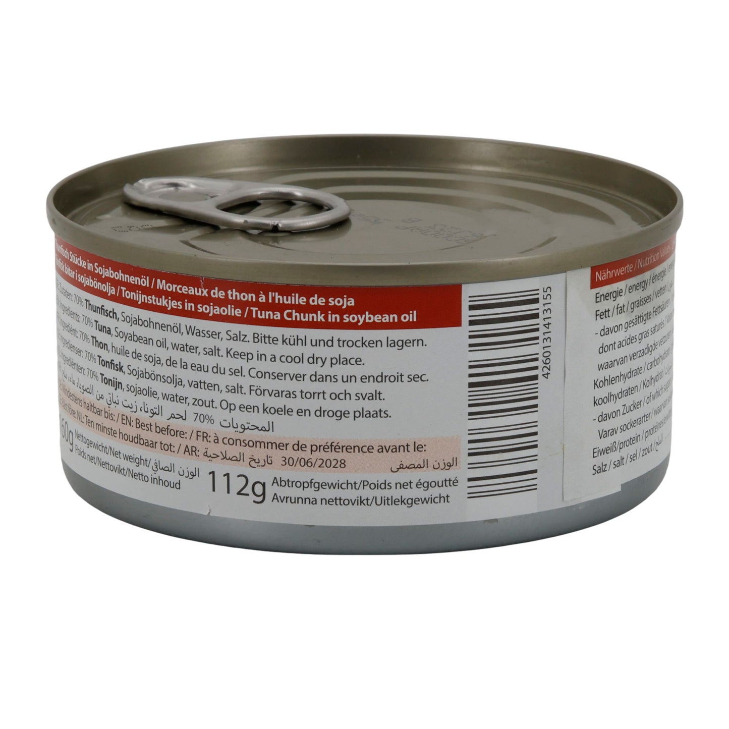 Thunfisch Tayba | Fisch | Stücke in Sojaöl | 160 g Dose (Abtropfgewicht 112 g)
