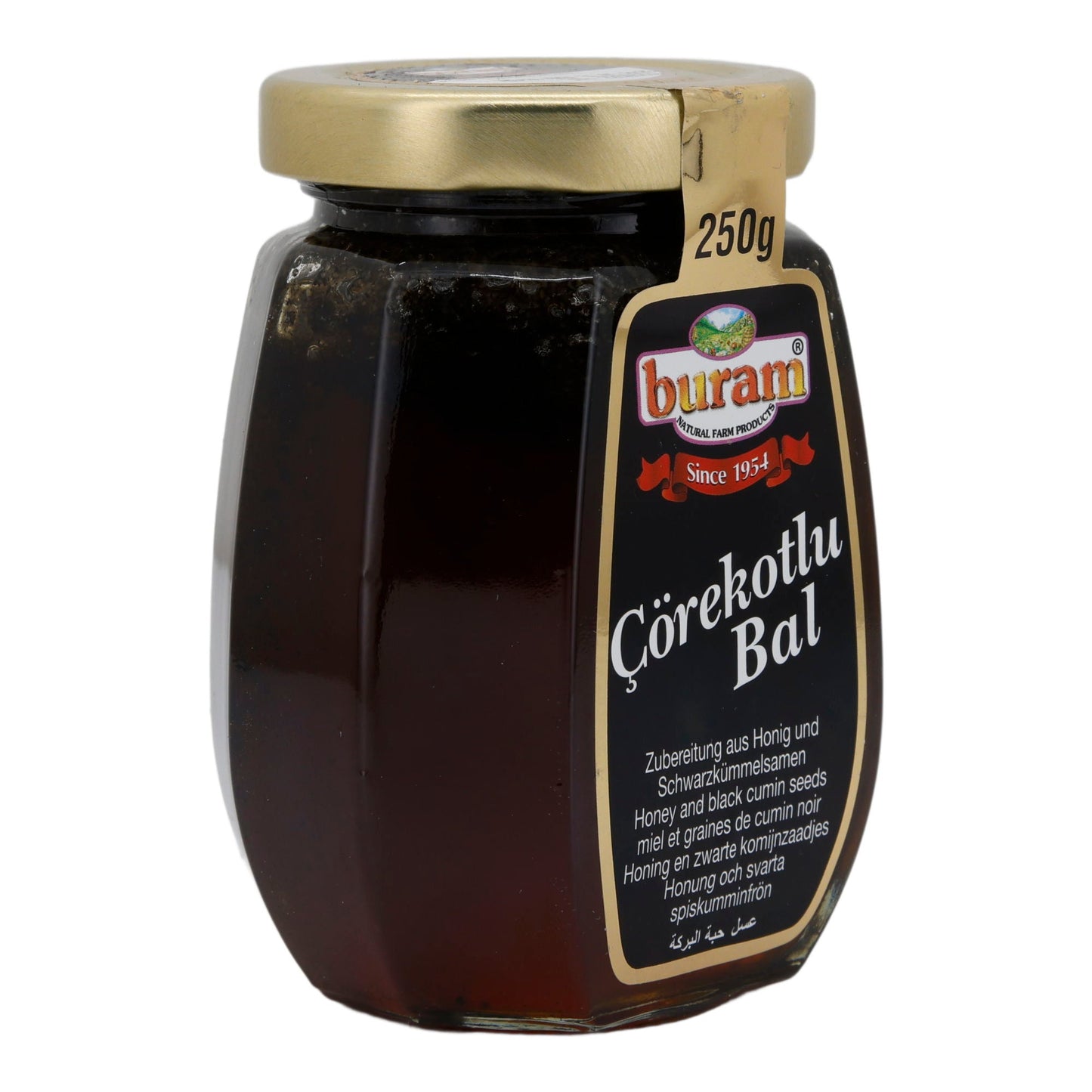 Çörekotlu Bal Buram | Honig | Honig mit Schwarzkümmelsamen | 250 g Glas BURAM