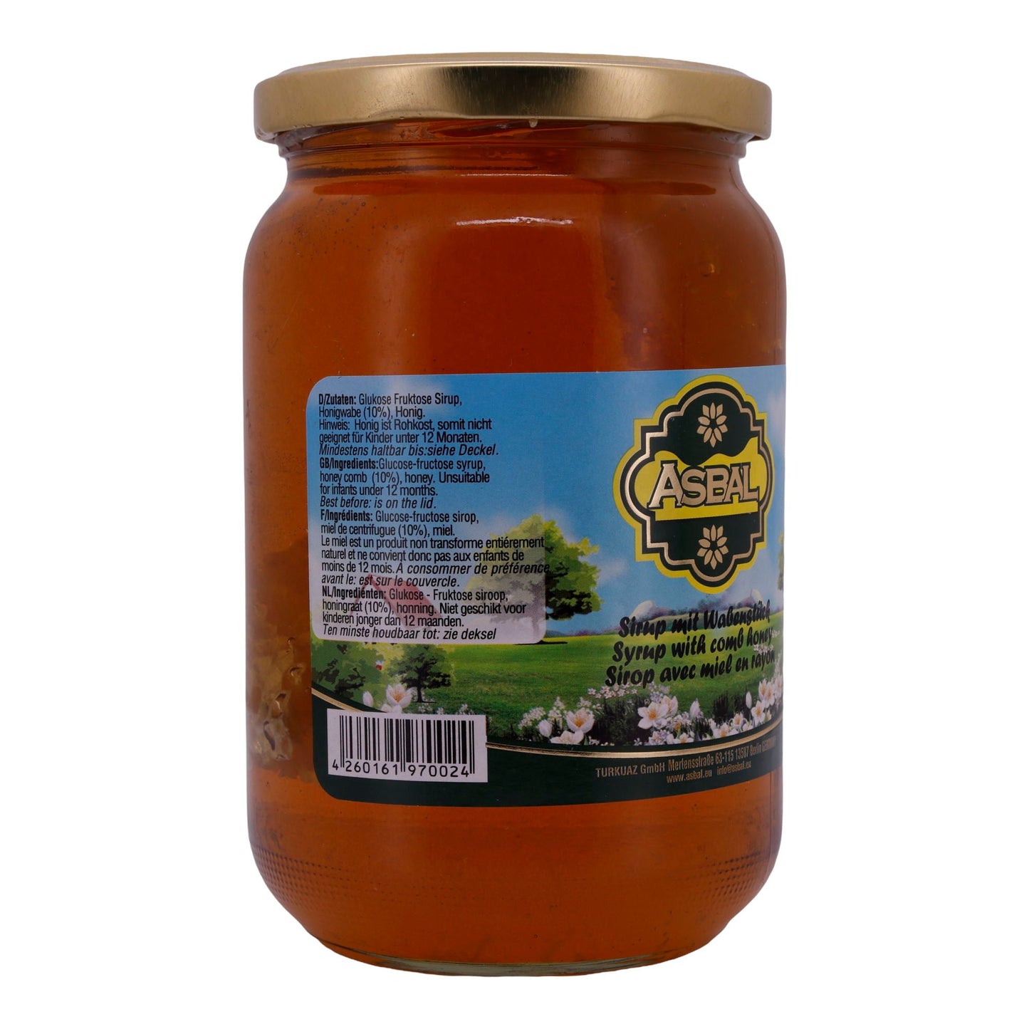 Honig Sirup ASBAL | Sirup | Mit Wabenstück | 950 g ASBAL