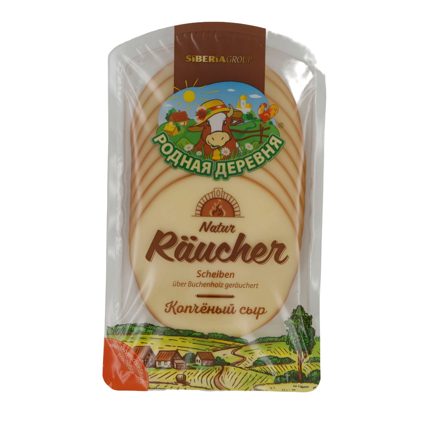 Käse Rodnaya Derevnya Natur Formaggio Affumicato | Formaggio | Fette di formaggio affumicato | 160 g