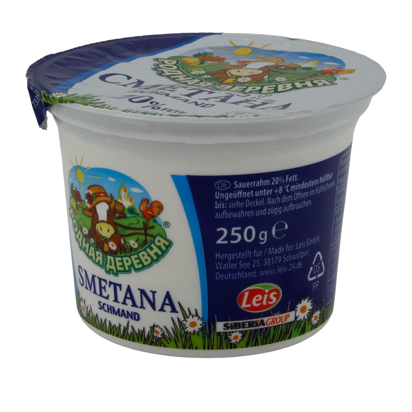 Sauerrahm Smetana Schmand | Sauerrahm | Cremig für osteuropäische Küche | 250 g RODNAJA DEREWNJA