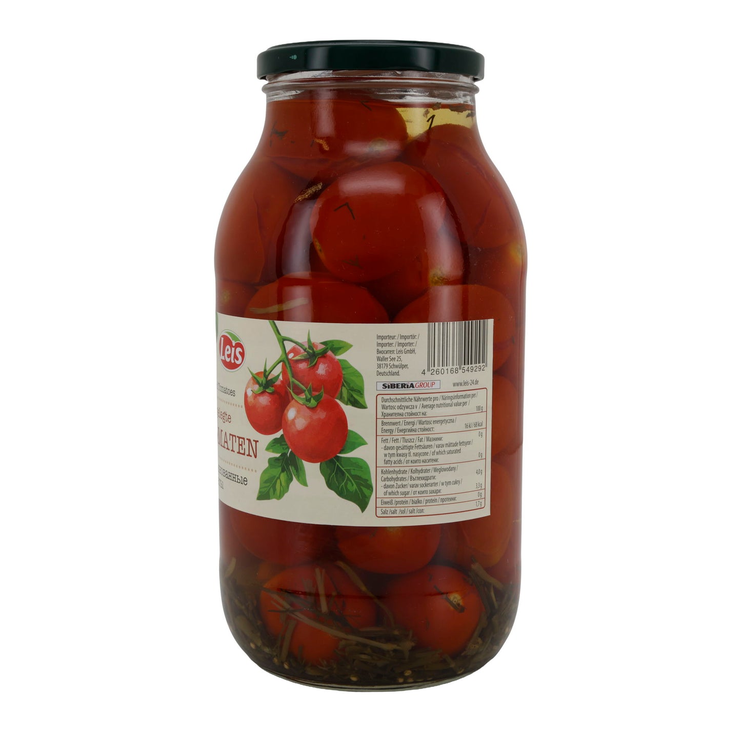 Leis | Eingelegte Tomaten | Würzig eingelegte ganze Tomaten im Glas | 1850 g