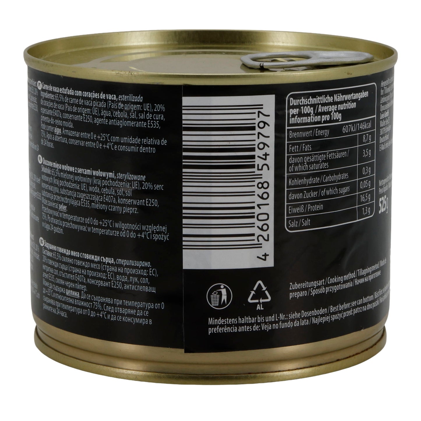 Leis Eingelegtes Rindfleisch mit Rinderherzen | 85 % Fleischanteil | 525 g