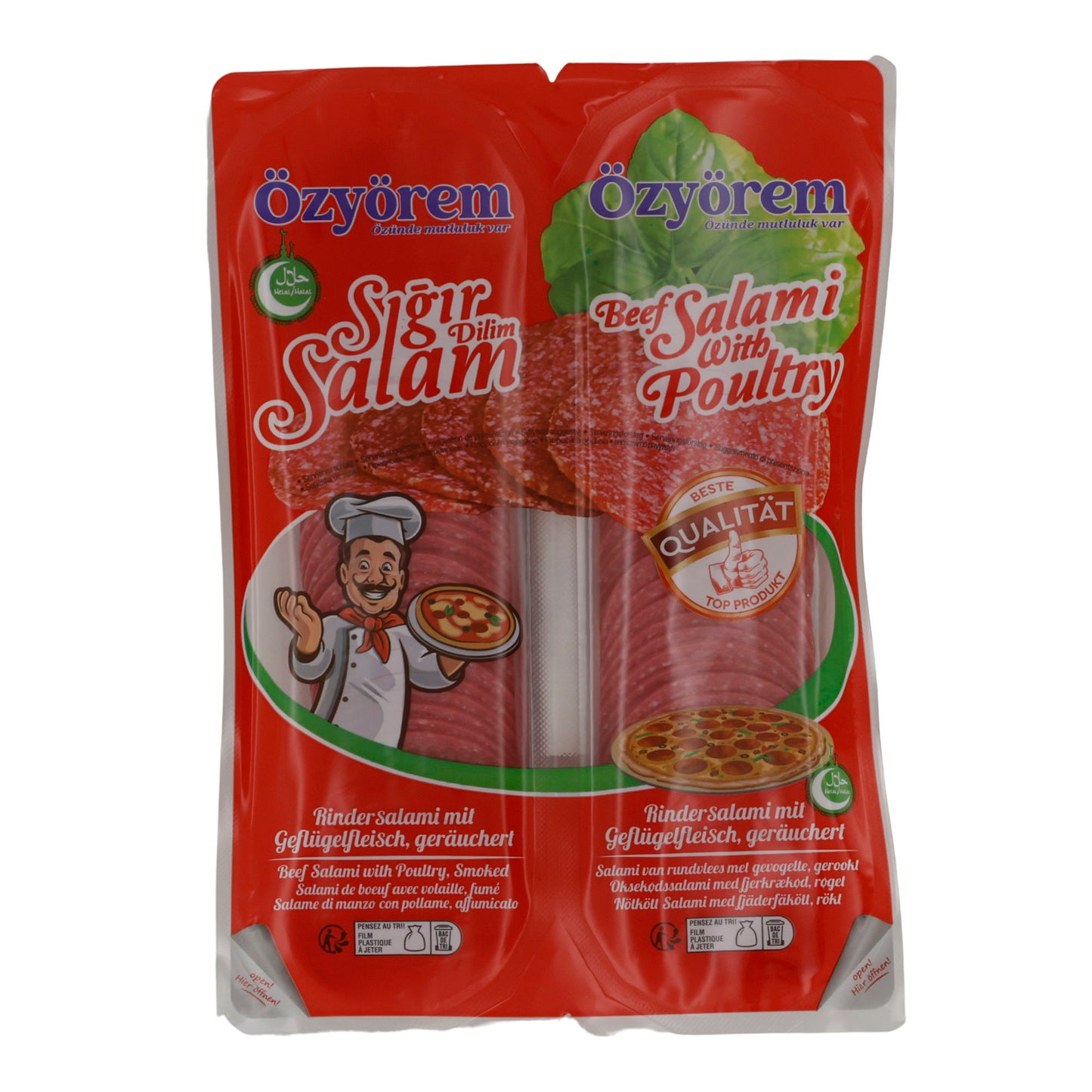 Salami de bœuf Özyörem Pizza Salami | Halal | Avec viande de volaille, fumée | 400 g
