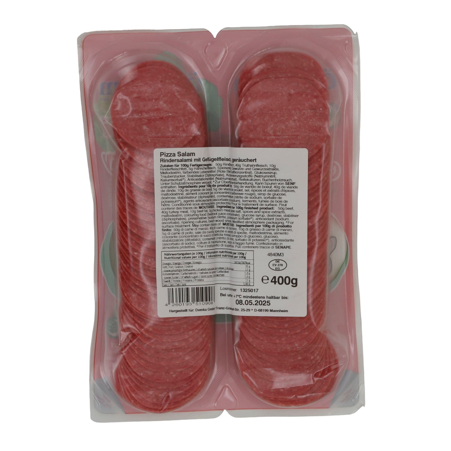 Salami de bœuf Özyörem Pizza Salami | Halal | Avec viande de volaille, fumée | 400 g