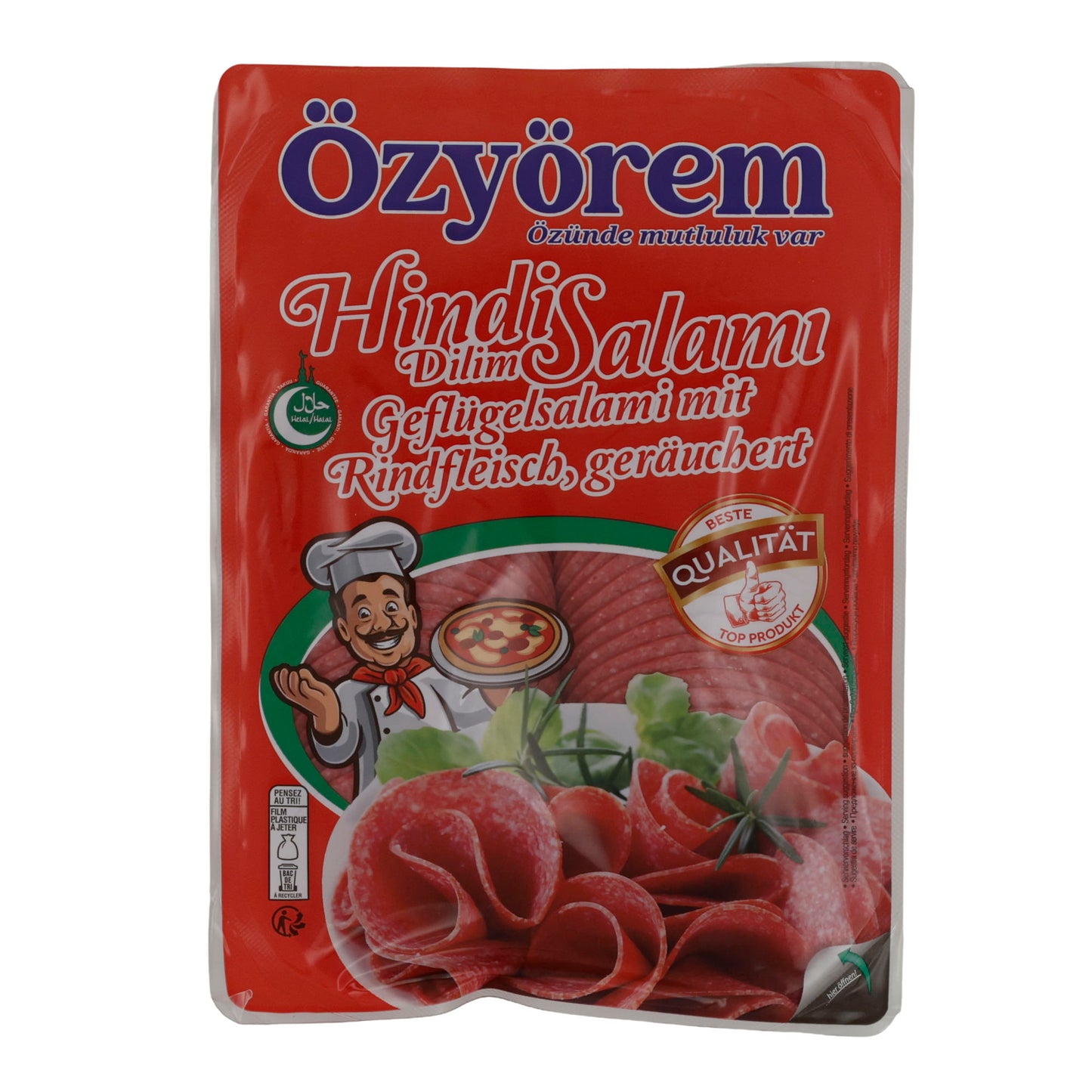 Geflügelsalami Özyörem Hindi Dilim Salami | Geräuchert | Mit Rindfleisch | 400 g
