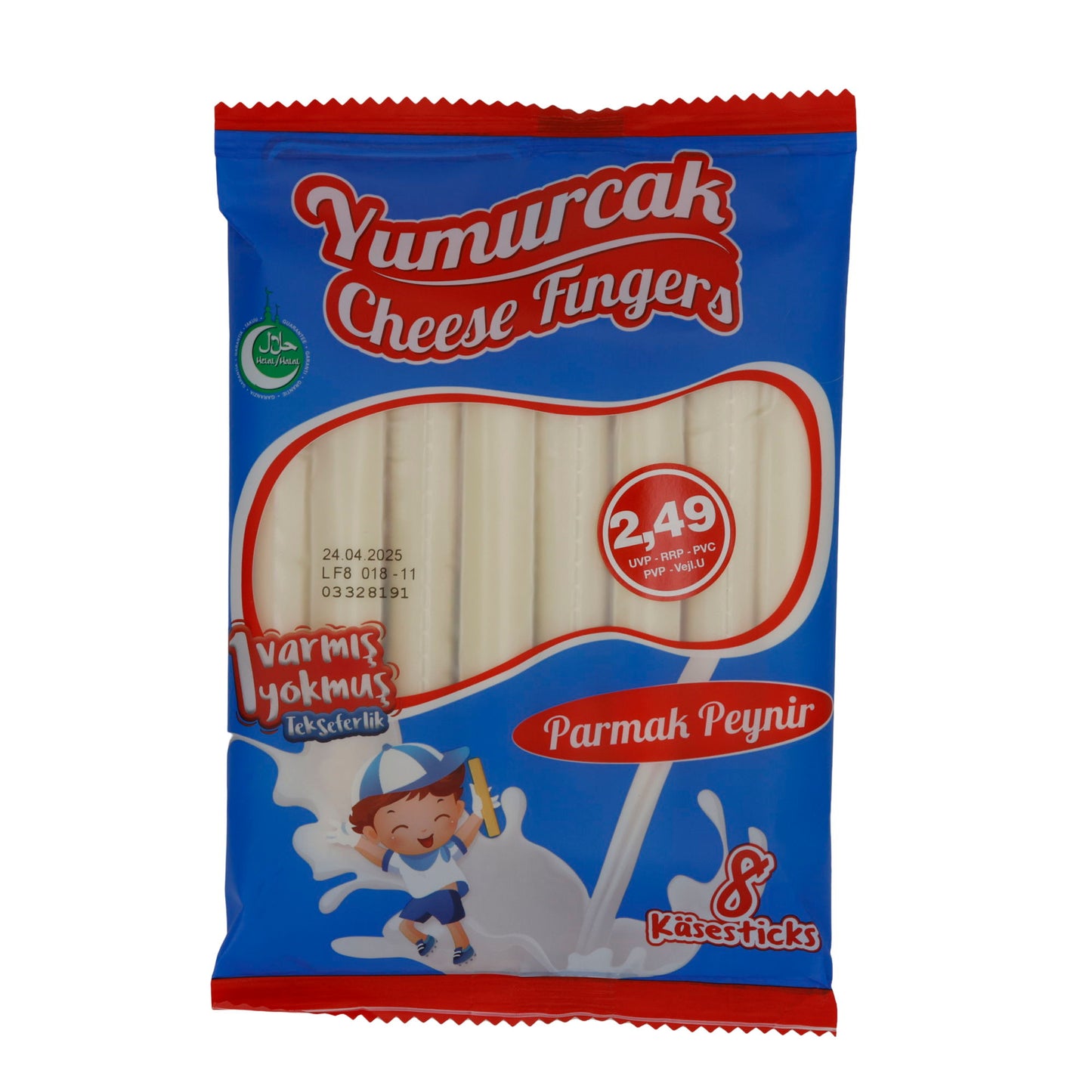 Mozzarella Çubukları Yumurcak Peynir Parmakları | Hafif | Mozzarella-Peynir Çubukları | 160 g