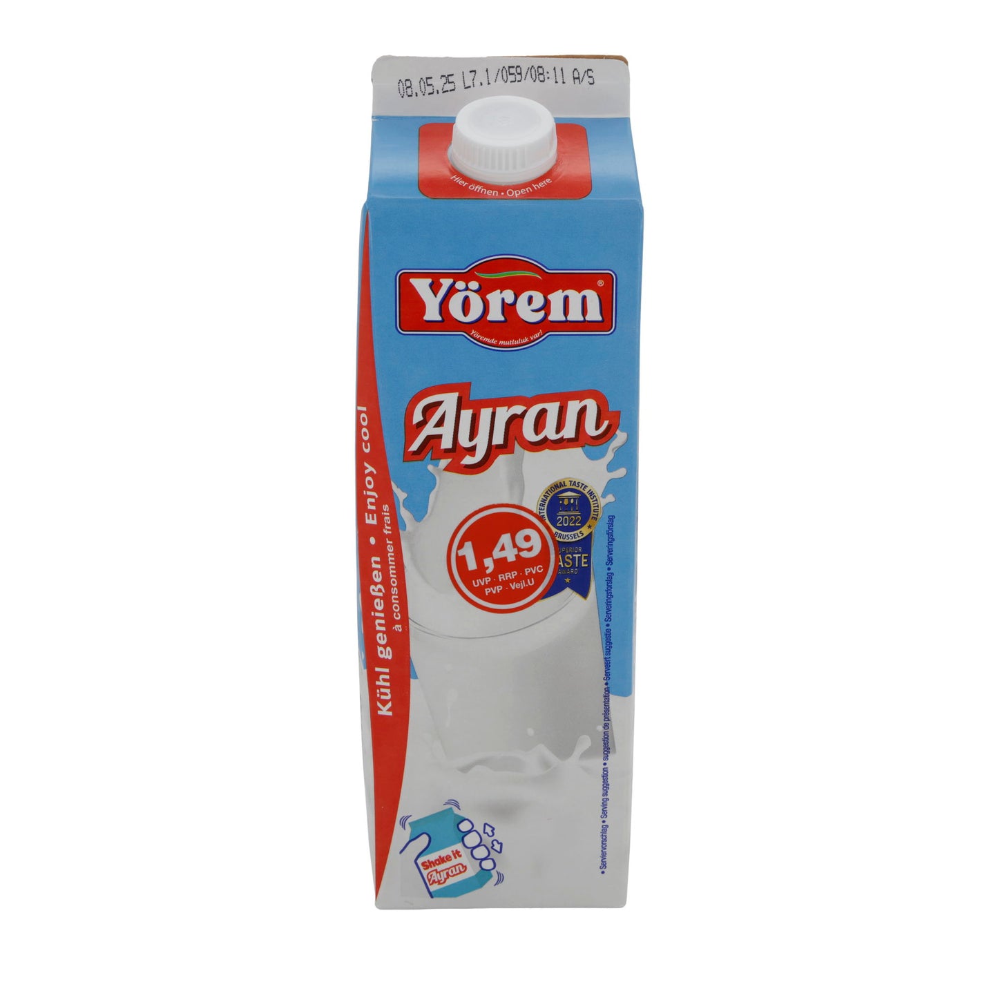 Bevanda allo yogurt Yörem Ayran | Bevanda allo yogurt | Rinfrescante con sale | 1 l