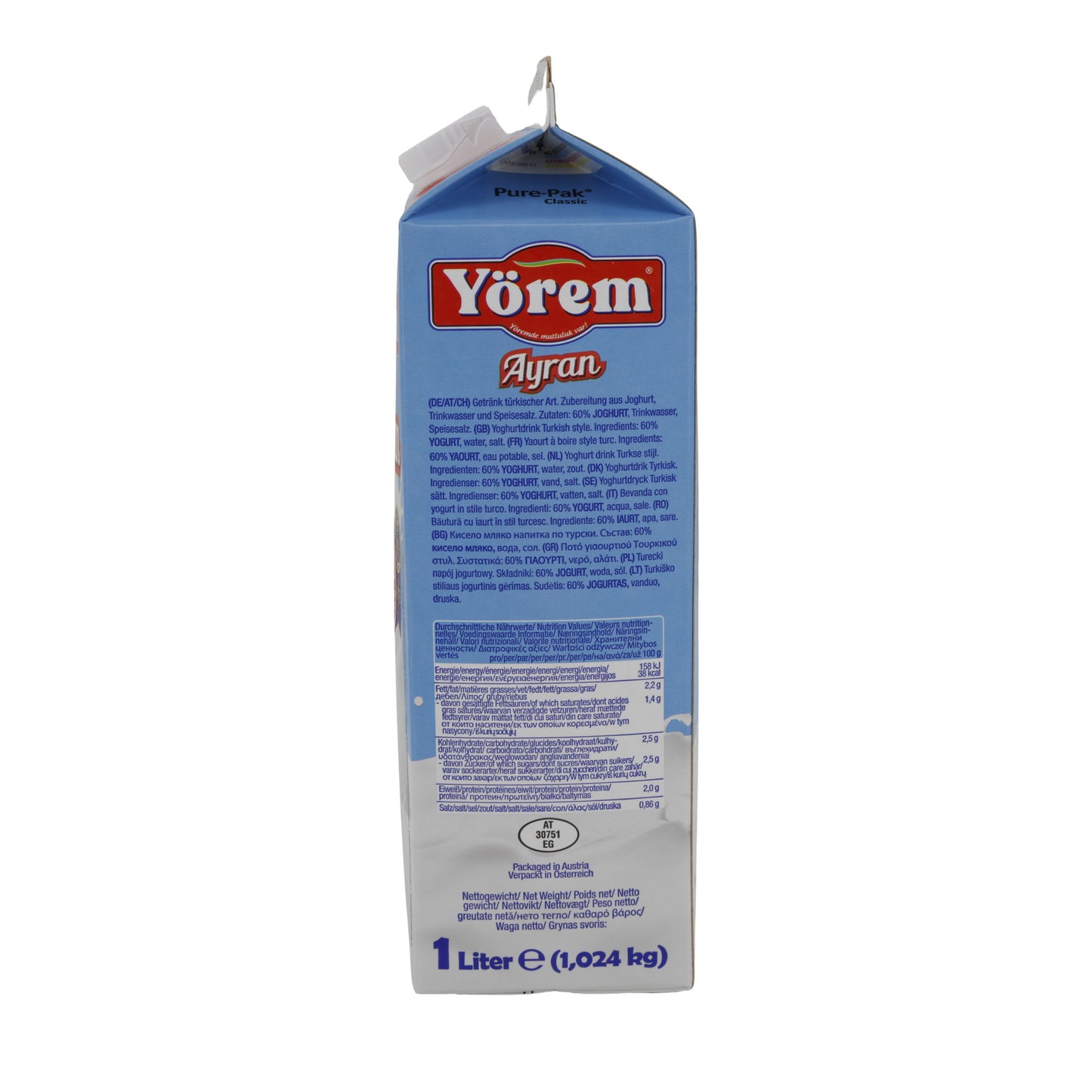 Bevanda allo yogurt Yörem Ayran | Bevanda allo yogurt | Rinfrescante con sale | 1 l
