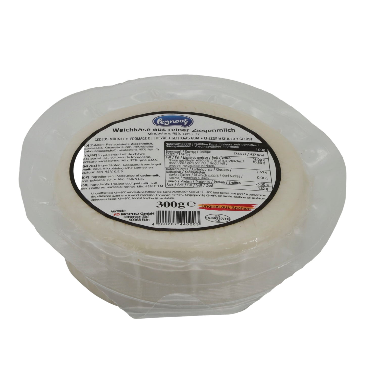 Ziegenkäse Peynoos Queso de Cabra | Käse | Spanischer Ziegenweichkäse mit 45 % Fett i. Tr. | 300 g