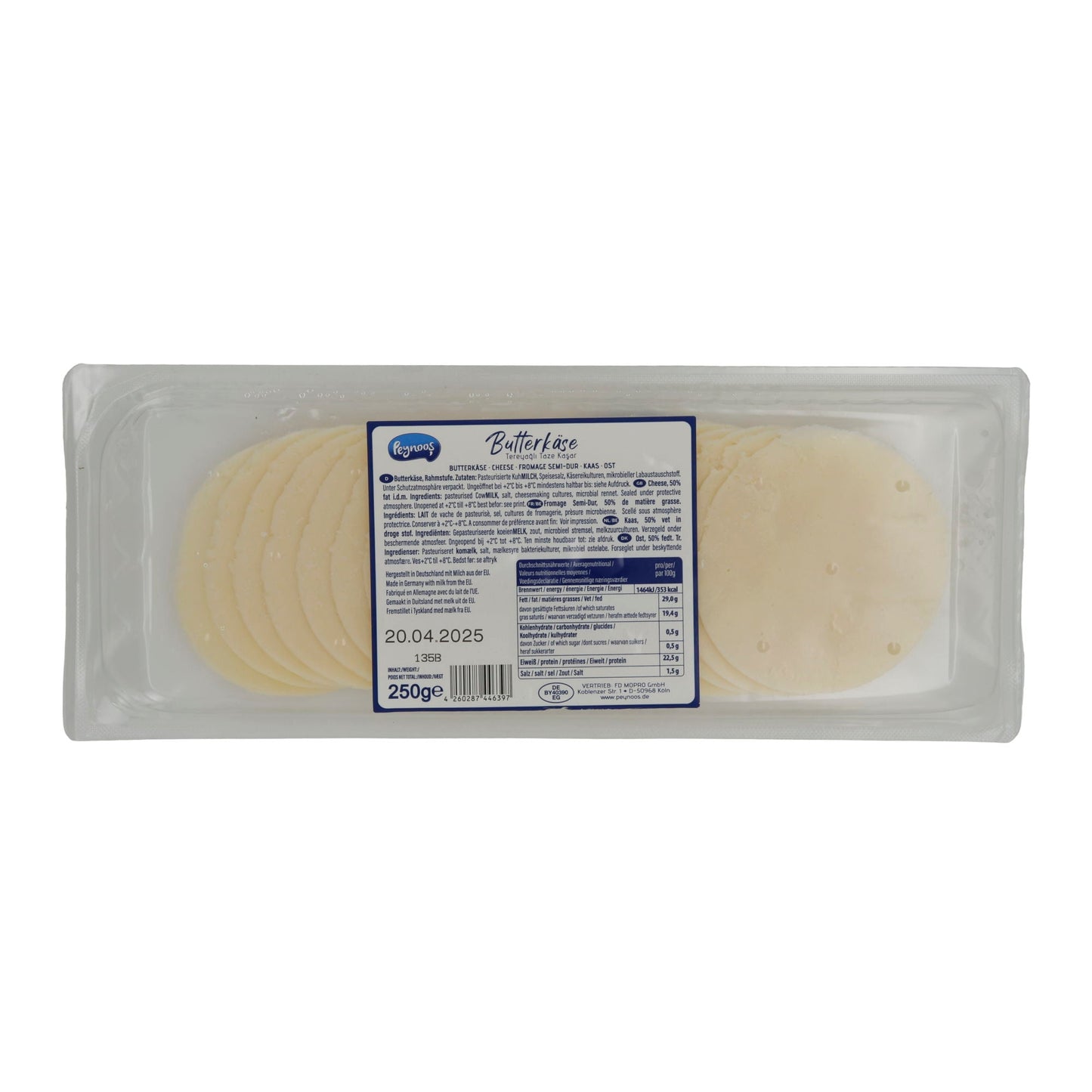 Käse Peynoos Butterkäse | Mild-cremig | Käse in Scheiben | 250 g PEYNOOS