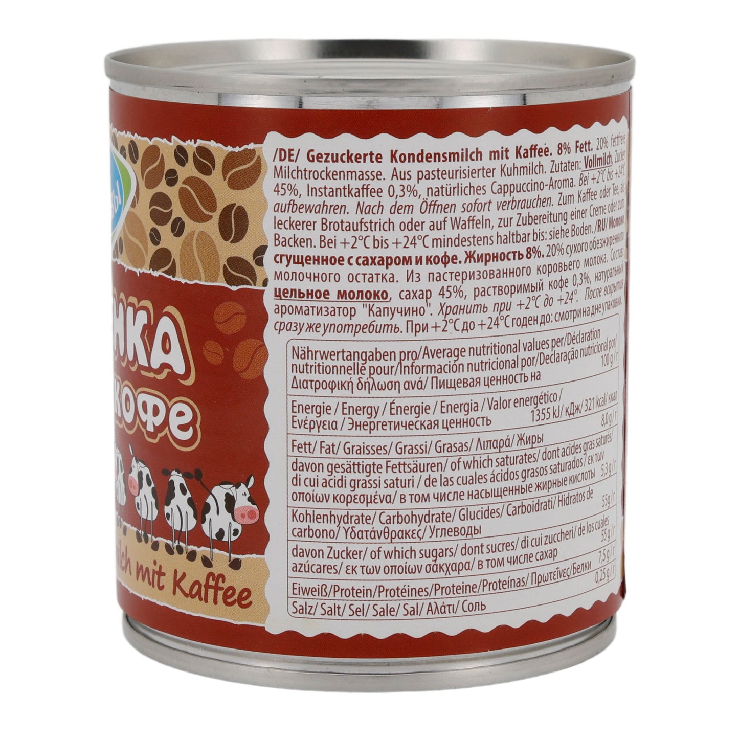 Latte condensato zuccherato | Prodotto lattiero-caseario | Con caffè | Lattina da 397 g