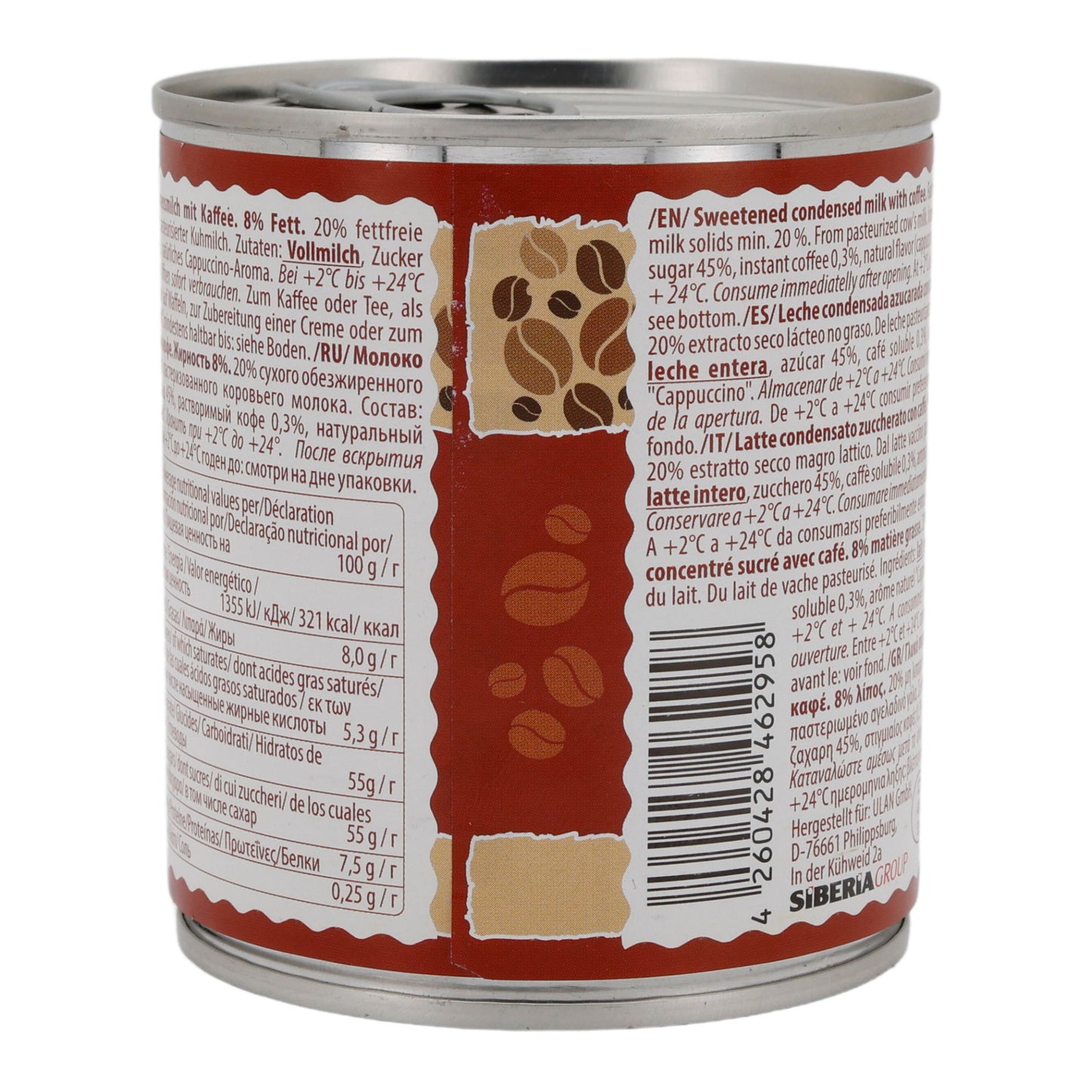 Latte condensato zuccherato | Prodotto lattiero-caseario | Con caffè | Lattina da 397 g