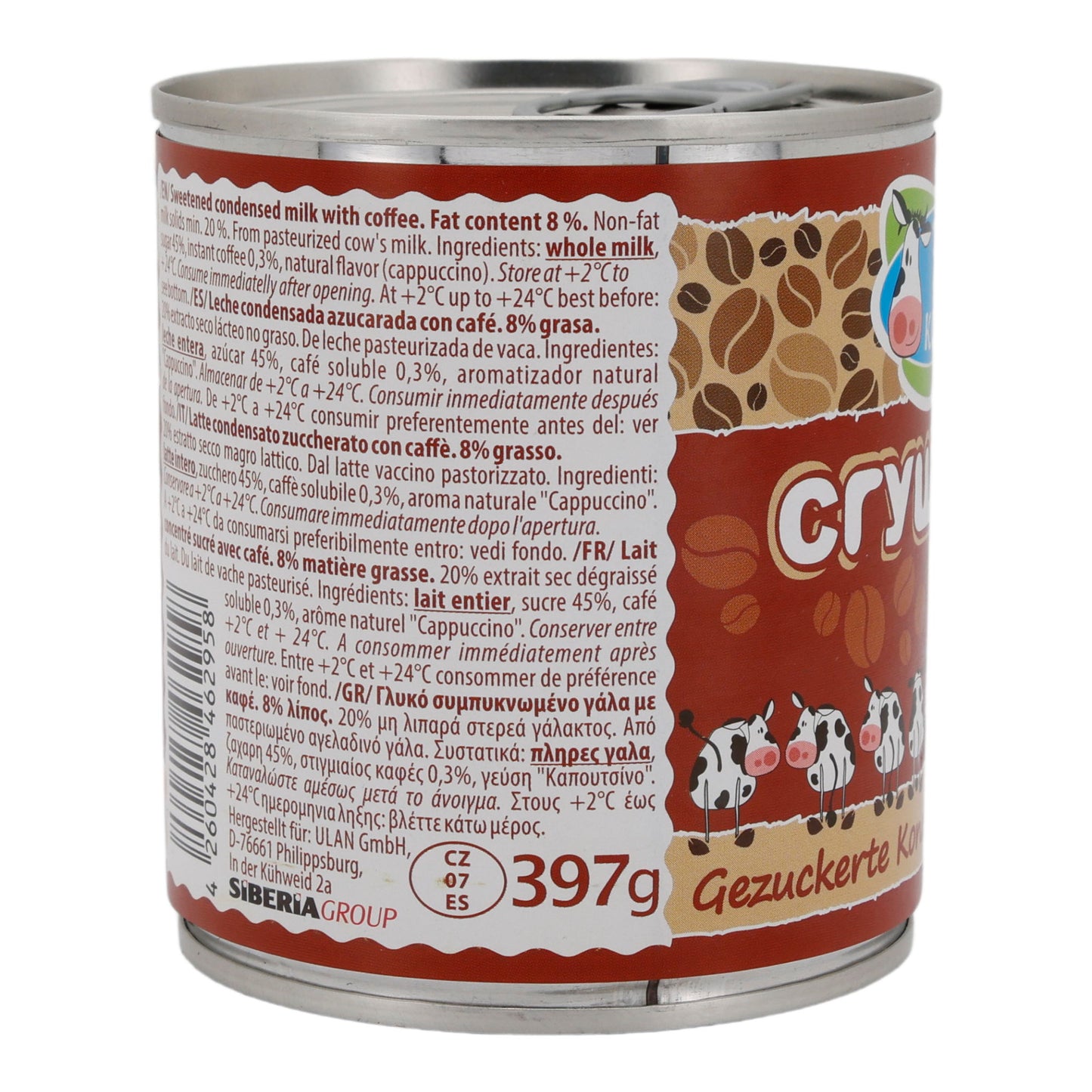Latte condensato zuccherato | Prodotto lattiero-caseario | Con caffè | Lattina da 397 g