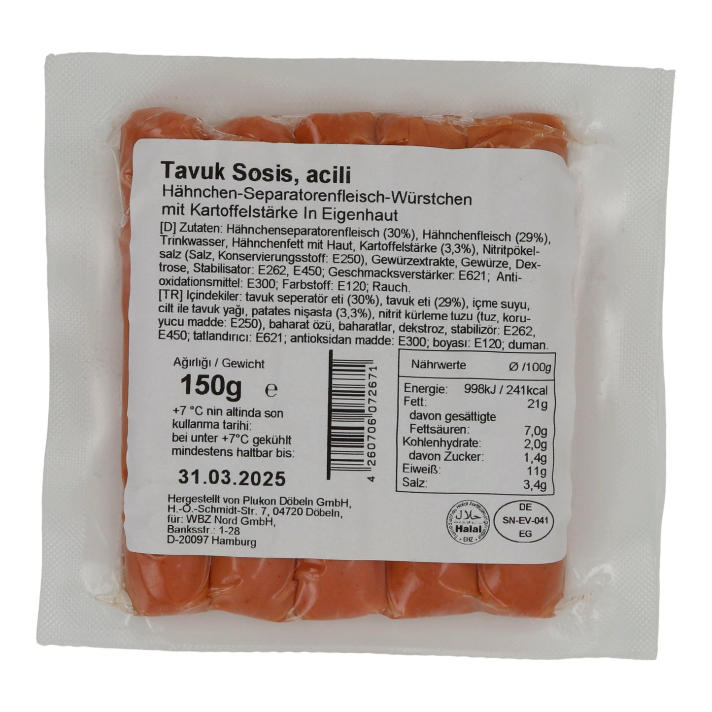 EFEZADE SAUCISSE DE POULET ÉPICÉE