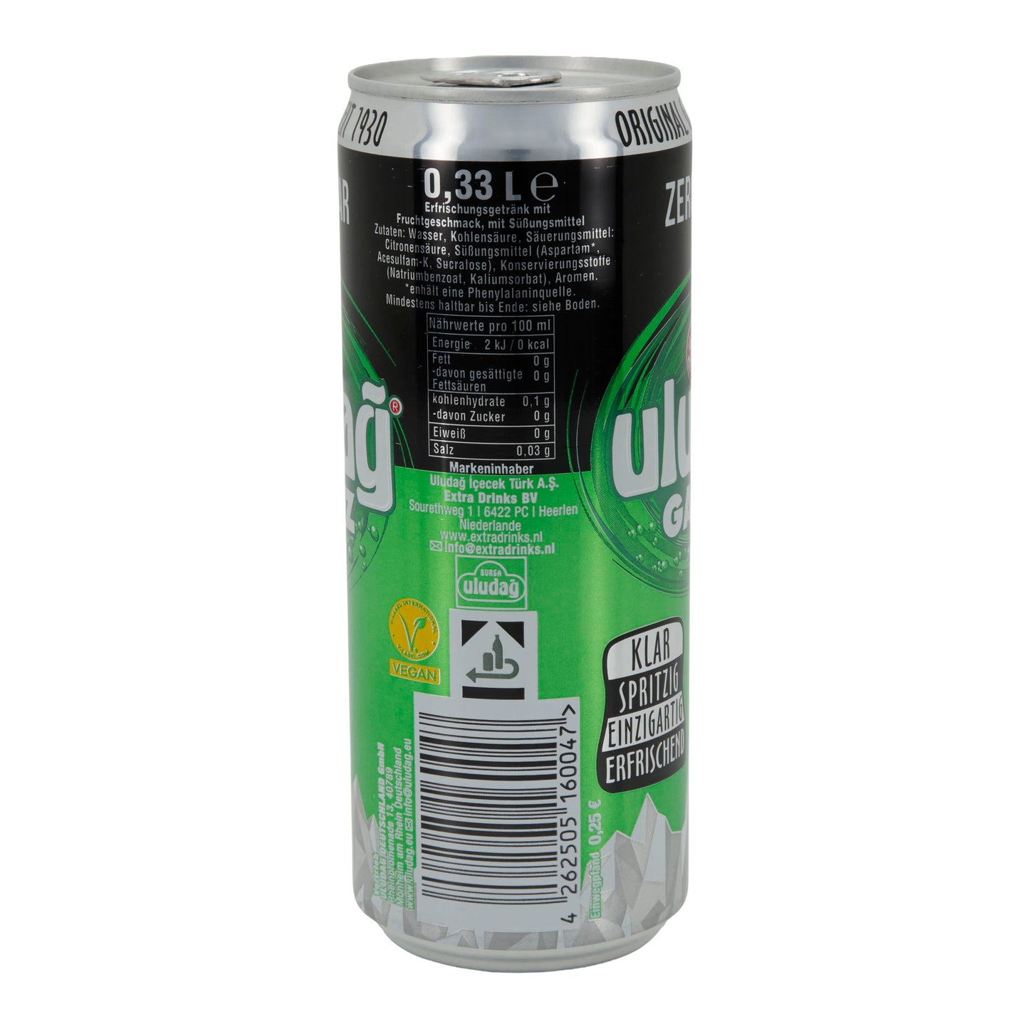 Frisdrank Uludağ Gazoz Zero Sugar | Drank | suikervrij met fruitsmaak | 330 ml