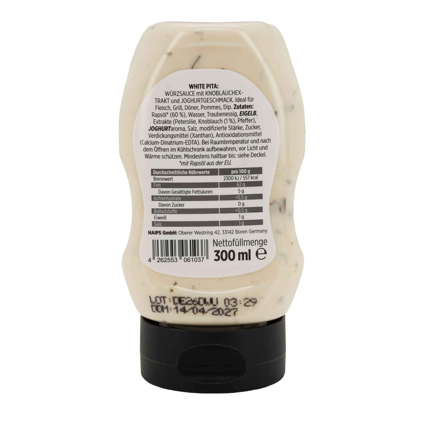 Ya'ummi White Pita Würzsauce | Knoblauch Joghurt Sauce | 300 ml