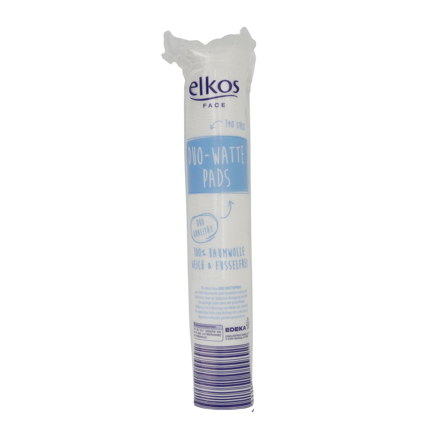 Wattepads elkos FACE Duo | 100 % Baumwolle | Fusselfrei | 140 Stück
