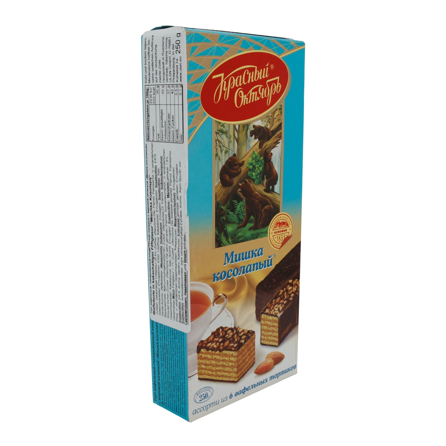 Waffelpralinen Mishka Kosolapy | Gebäck | Umhüllt mit zarter Schokolade | 250 g Krasny Oktyabr