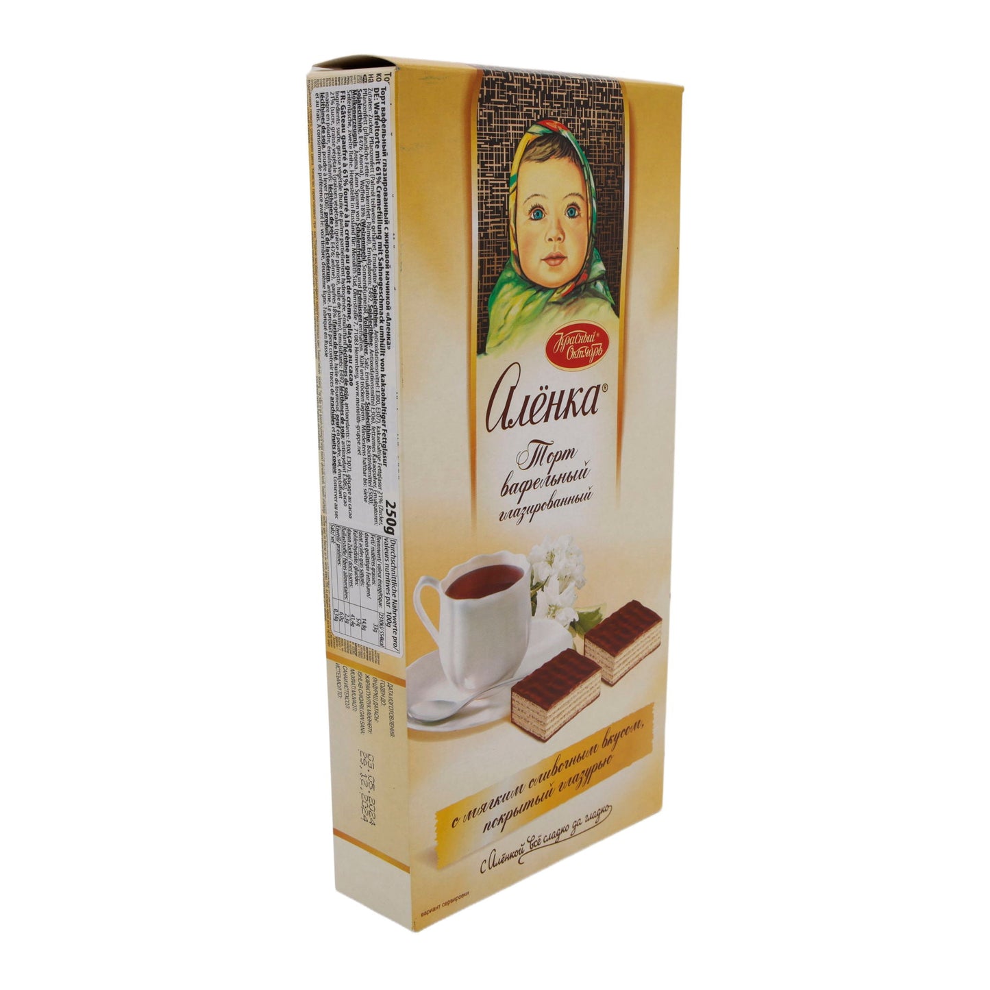 Waffeltorte Alenka | Gebäck | knuspriges Gebäck mit cremiger Füllung und Glasur | 250 g Krasny Oktyabr