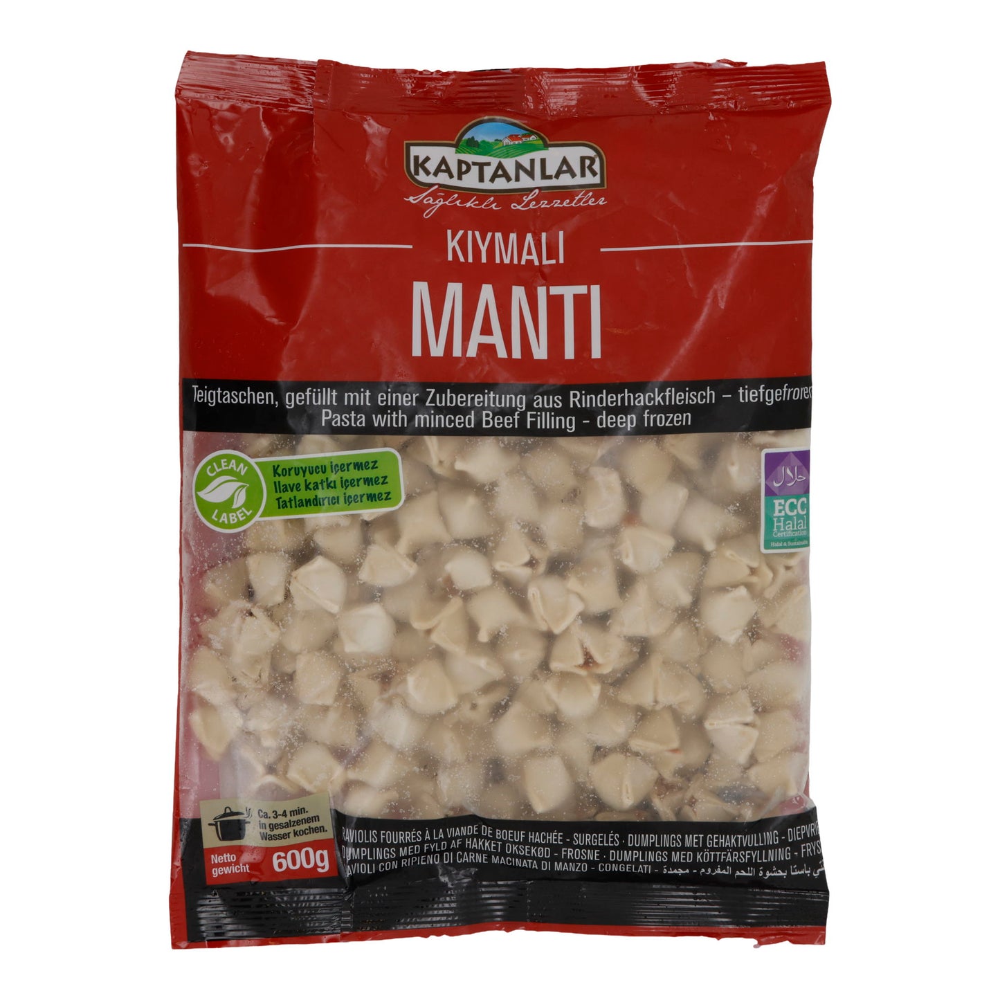 Teigtaschen Kaptanlar | Kıymalı Manti | Rinderhackfüllung, Halal, tiefgefroren | 600g