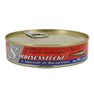 Sardinenstücke | In Tomatensoße | Mit Haut & Gräten | 160 g MONOLITH