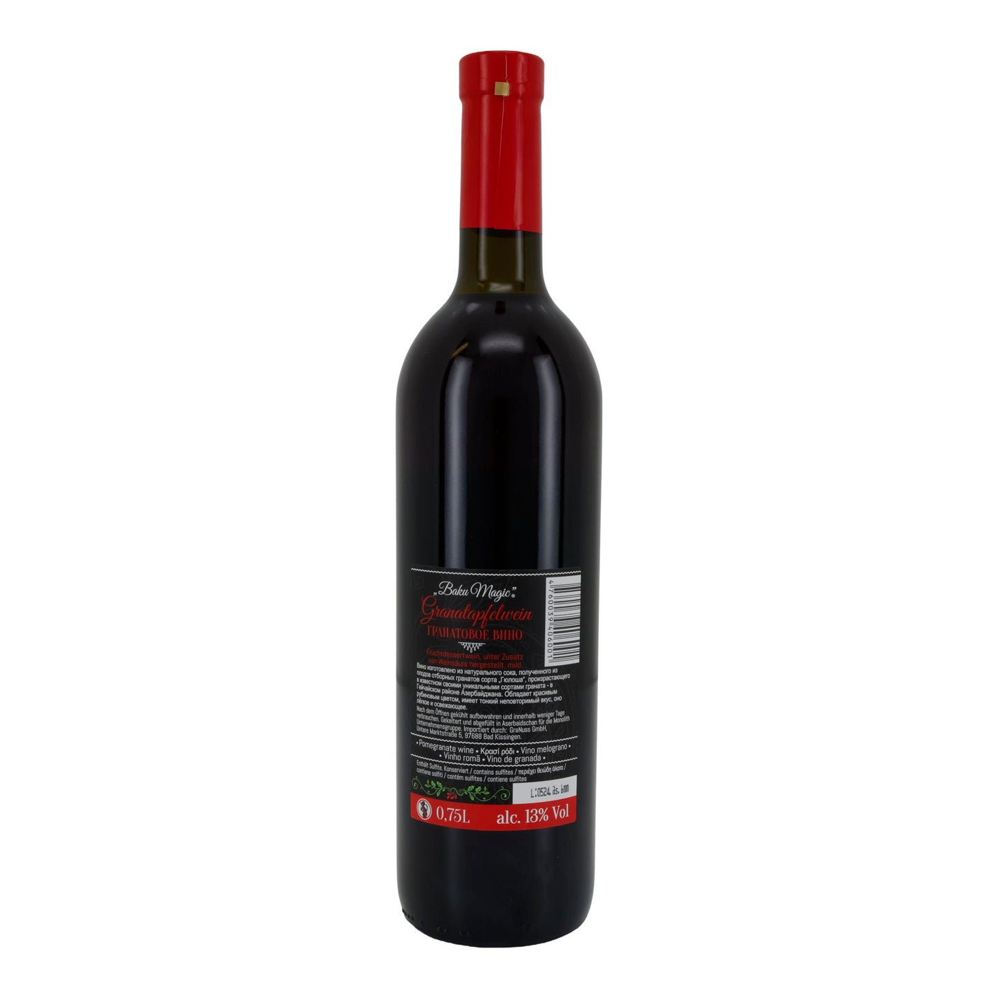 Granaatappelwijn Baku Magic | Fruitwijn | uit Azerbeidzjan | 0,75 l fles (rode capsule)
